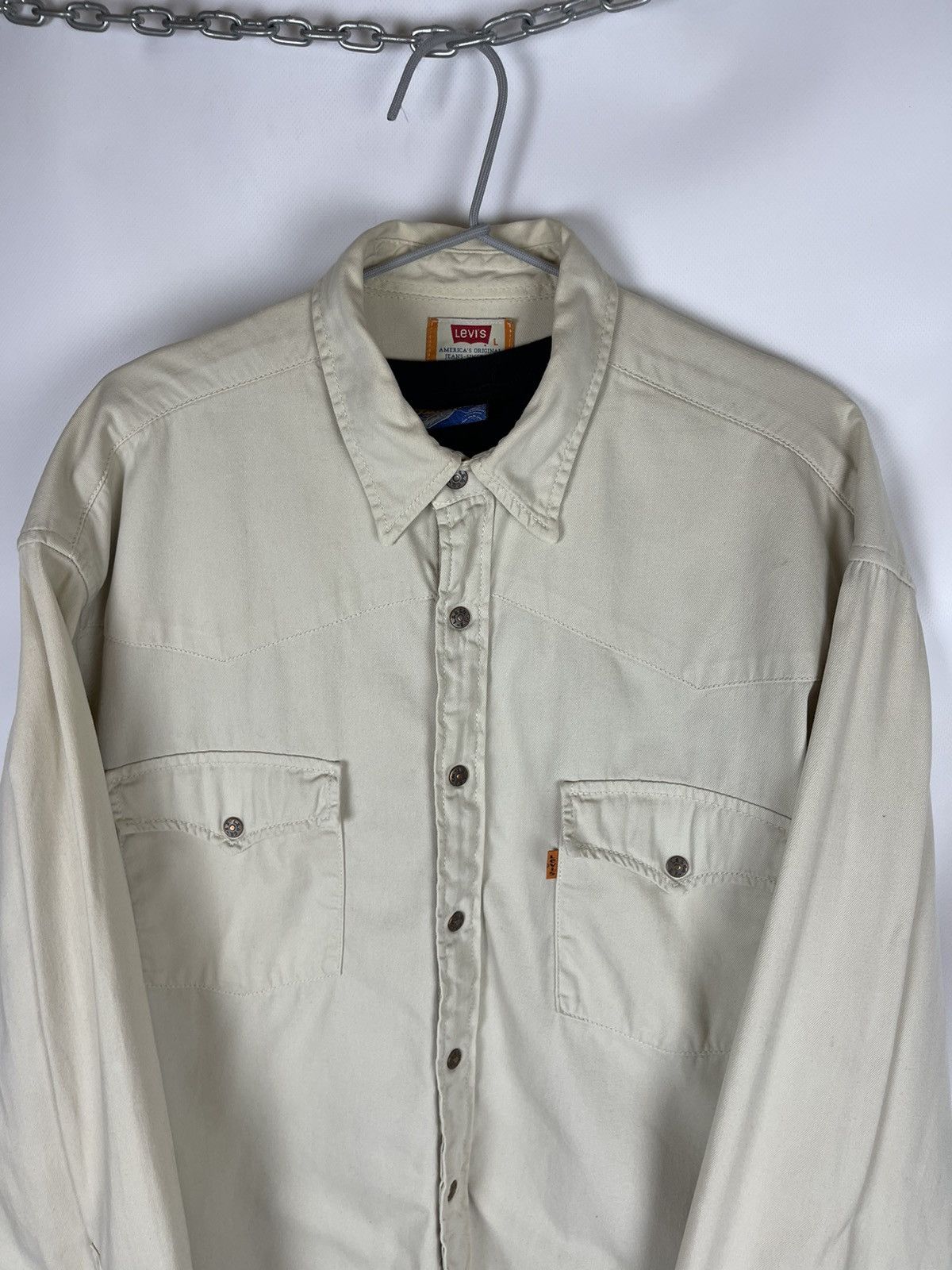 Levi's Levi’s vintage 90s beige long sleeve denim shirt button up Size US L / EU 52-54 / 3 - 10 Thumbnail