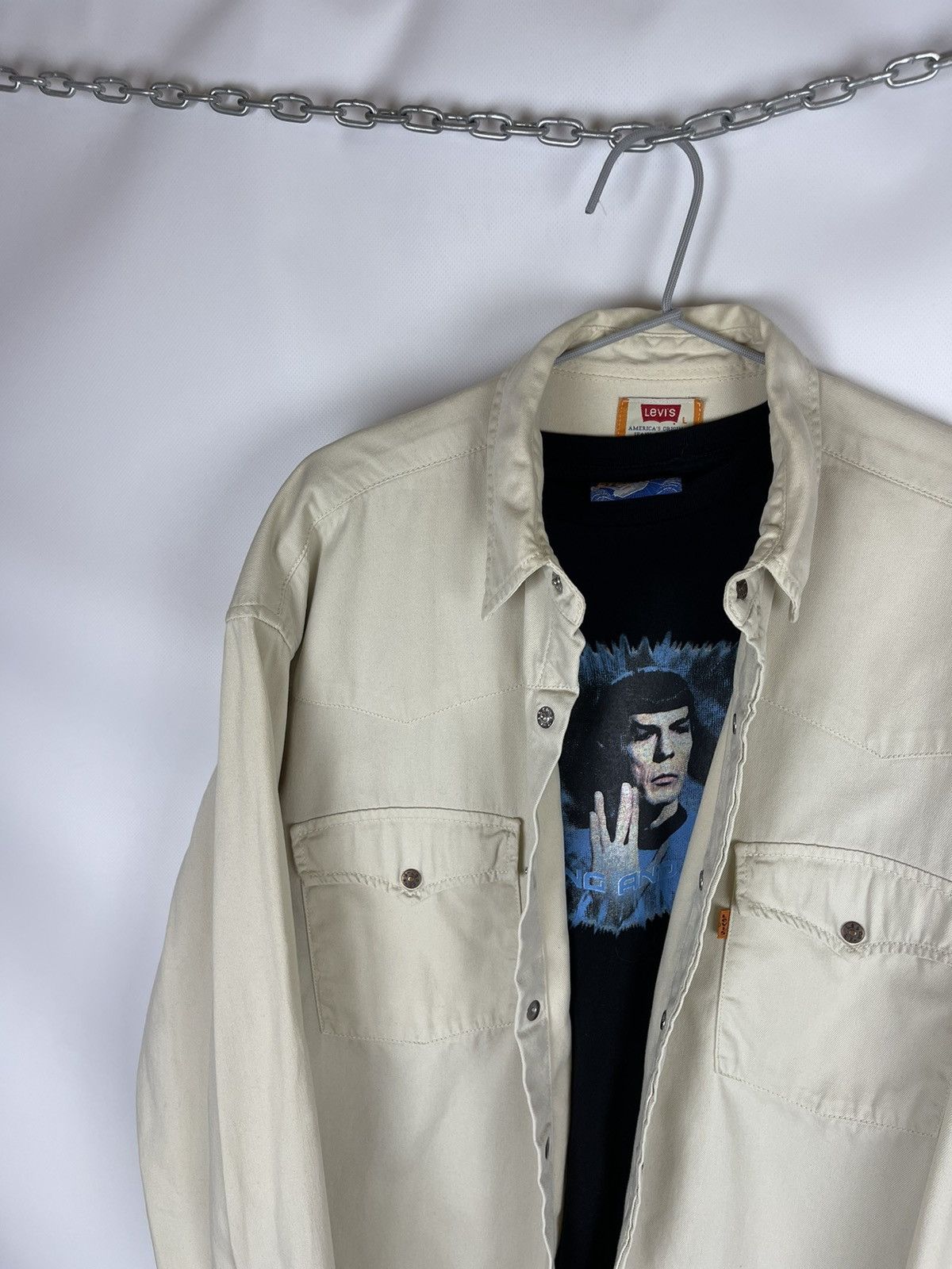 Levi's Levi’s vintage 90s beige long sleeve denim shirt button up Size US L / EU 52-54 / 3 - 2 Thumbnail