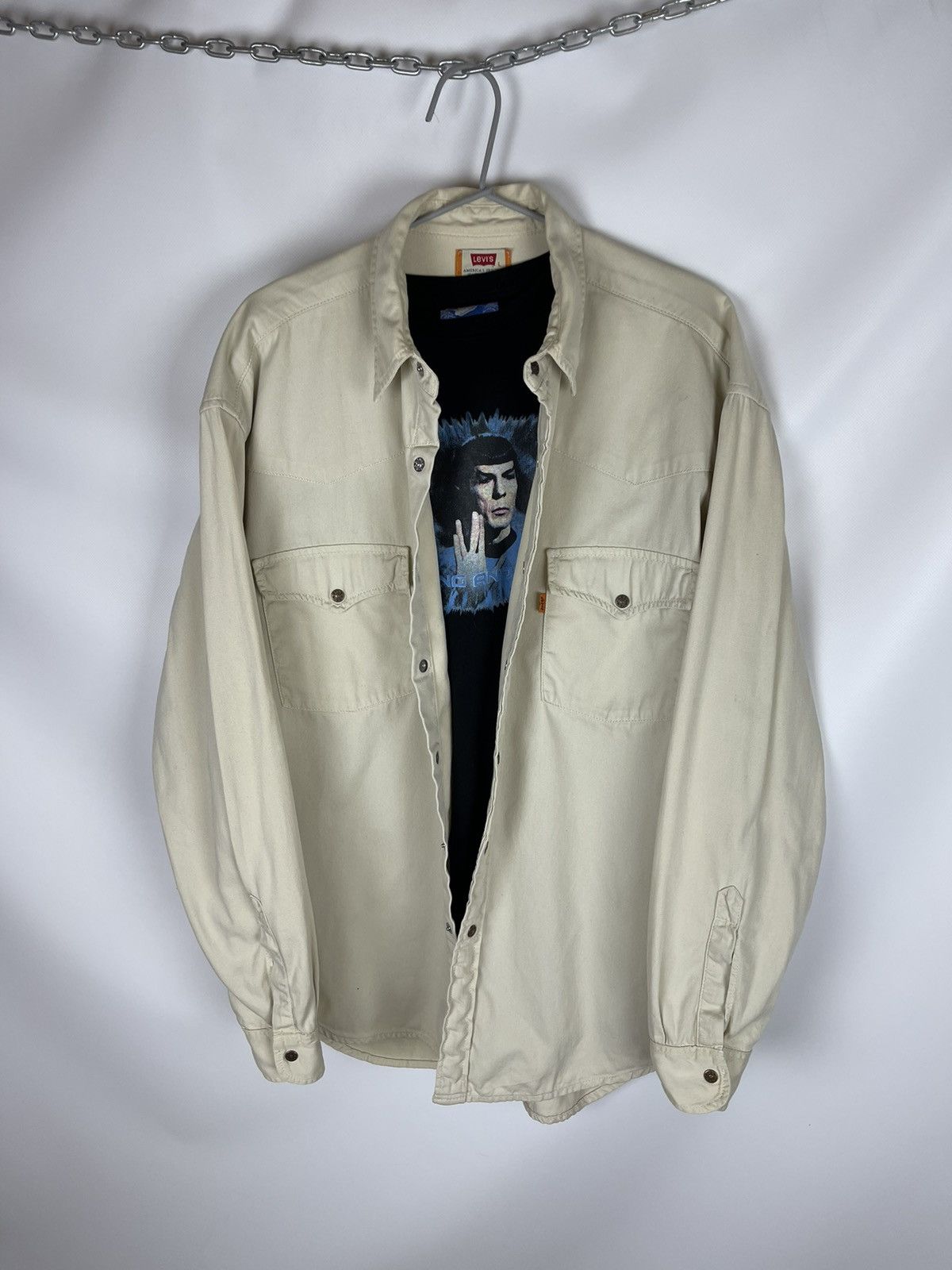 Levi's Levi’s vintage 90s beige long sleeve denim shirt button up Size US L / EU 52-54 / 3 - 3 Thumbnail