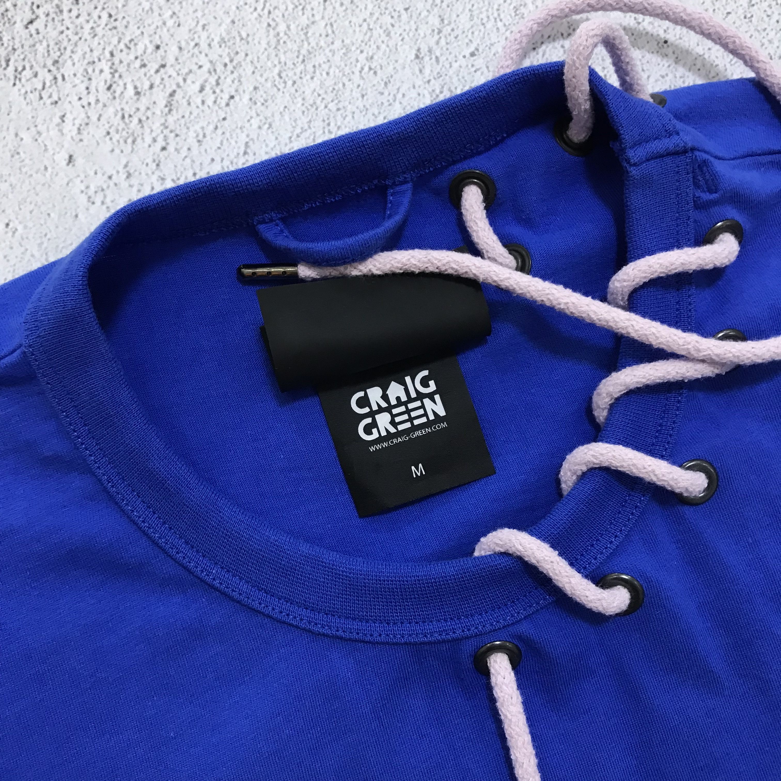 Craig Green CRAIG GREEN Laced Neck T-Shirt Tee Navy Blue Size US M / EU 48-50 / 2 - 6 Thumbnail