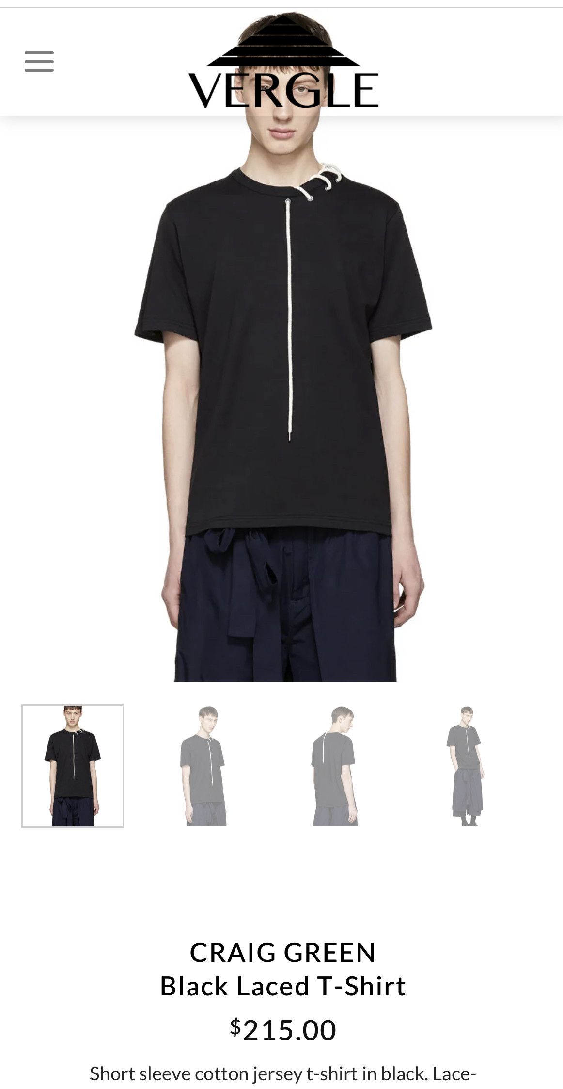 Craig Green CRAIG GREEN Laced Neck T-Shirt Tee Navy Blue Size US M / EU 48-50 / 2 - 10 Thumbnail