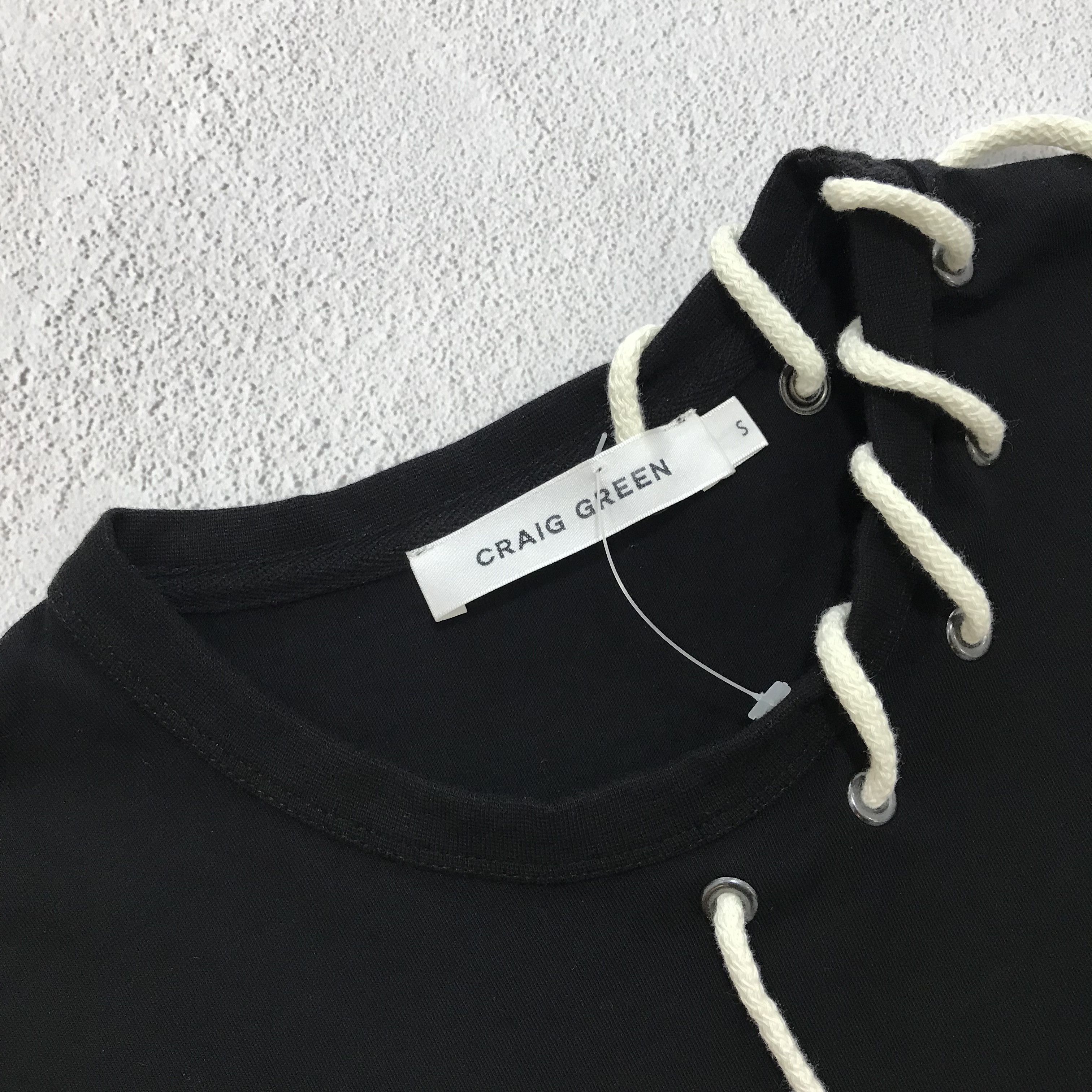 Craig Green CRAIG GREEN Laced White Neck T-Shirt Tee Black Size US S / EU 44-46 / 1 - 5 Thumbnail