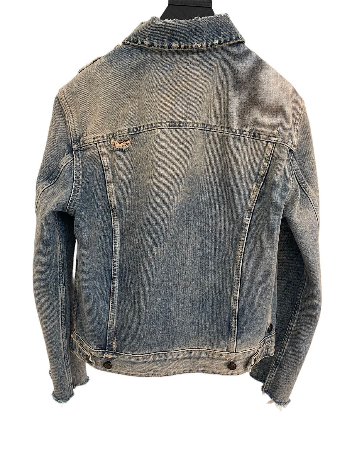 Saint Laurent Destroyed Fitted Denim Jacket