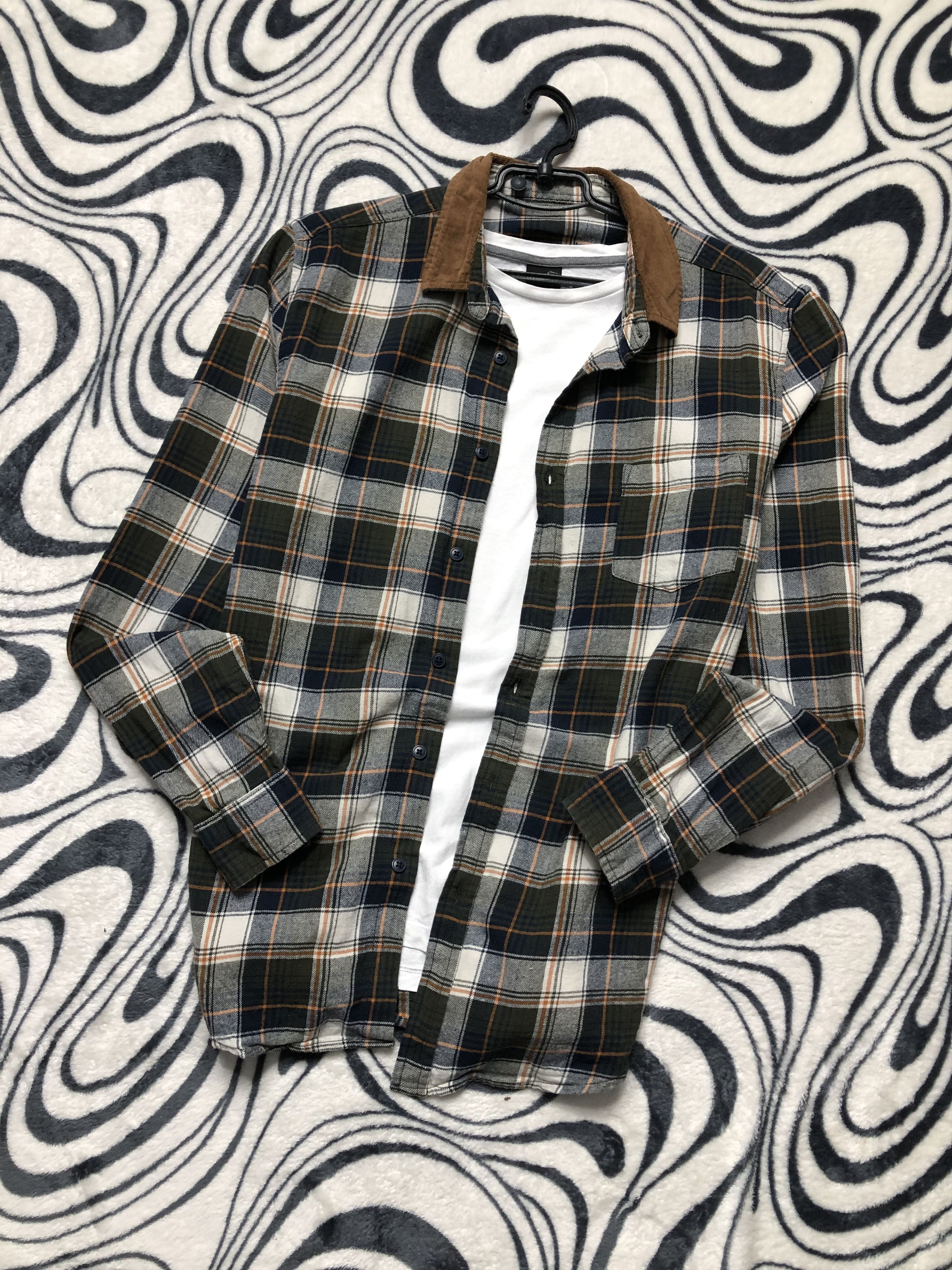 Flannel Mens Flannel Plaid Shirt Travis style Corduroy Collar Size US M / EU 48-50 / 2 - 1 Thumbnail