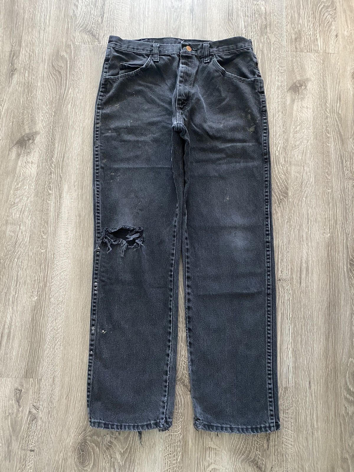 Wrangler 90s Vintage Rustler Faded Black Jeans Denim Levi’s 501 Style Size US 32 / EU 48 - 1 Thumbnail
