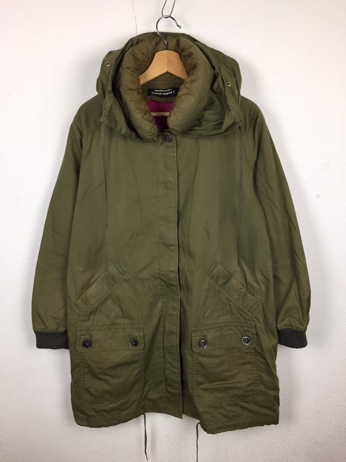 image of Mercibeaucoup Jevous Enprie By Issey Miyake Hoodie Parka in Green Army, Men's (Size Large)