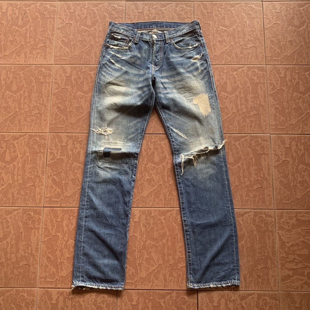 Levi's × Levi's Vintage Clothing LEVI’S S502 DISTRESSED DENIM LEVIS JEANS RIPPED TROUSERS Size US 29 - 1 Thumbnail