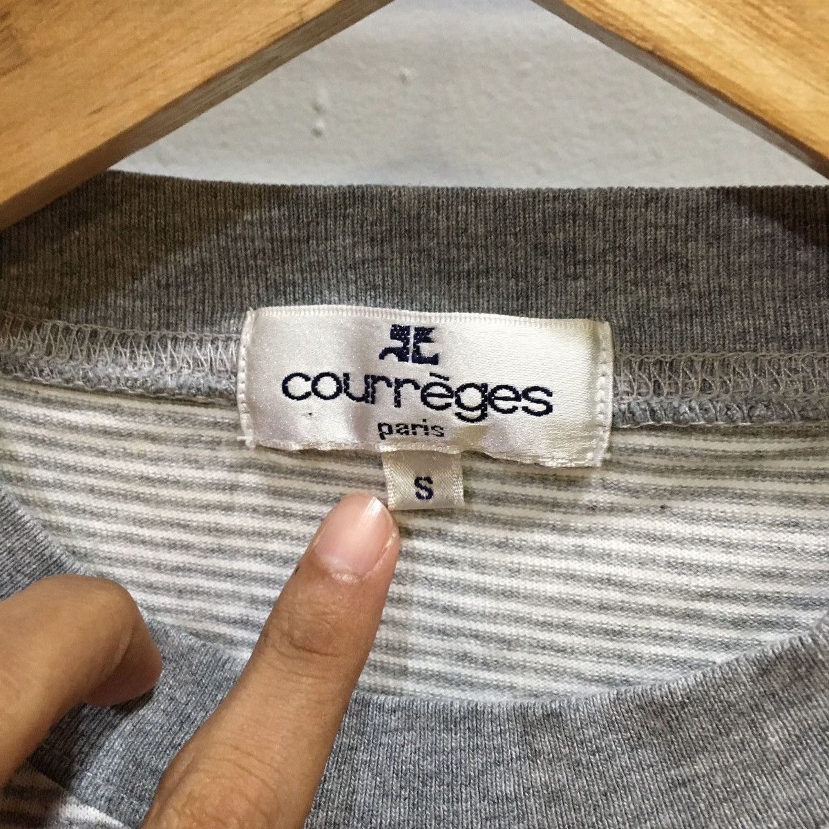 Courreges × Vintage VINTAGE‼️Courrèges Paris Spellout Embroided Stripe Ringer Size US M / EU 48-50 / 2 - 4 Thumbnail