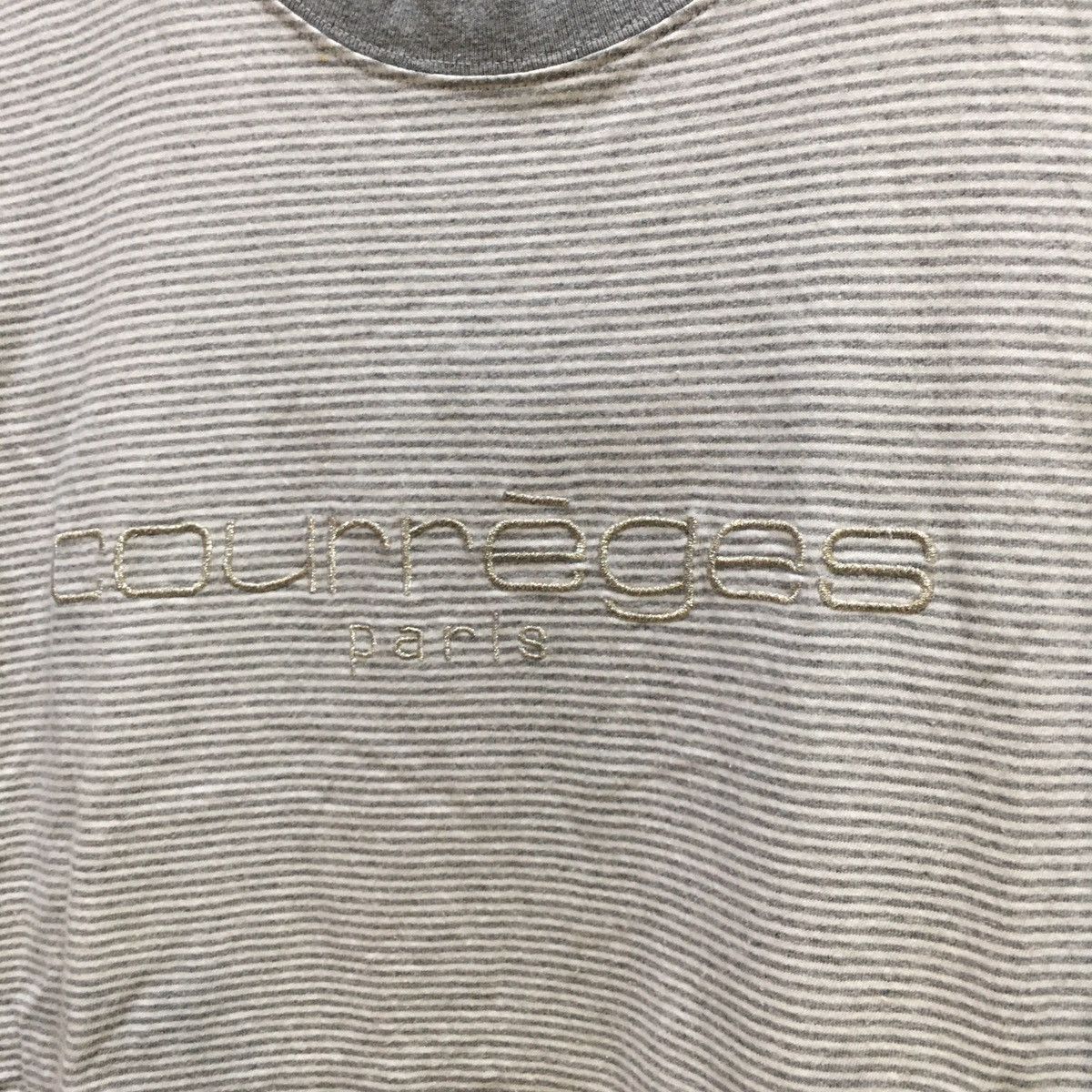 Courreges × Vintage VINTAGE‼️Courrèges Paris Spellout Embroided Stripe Ringer Size US M / EU 48-50 / 2 - 3 Thumbnail