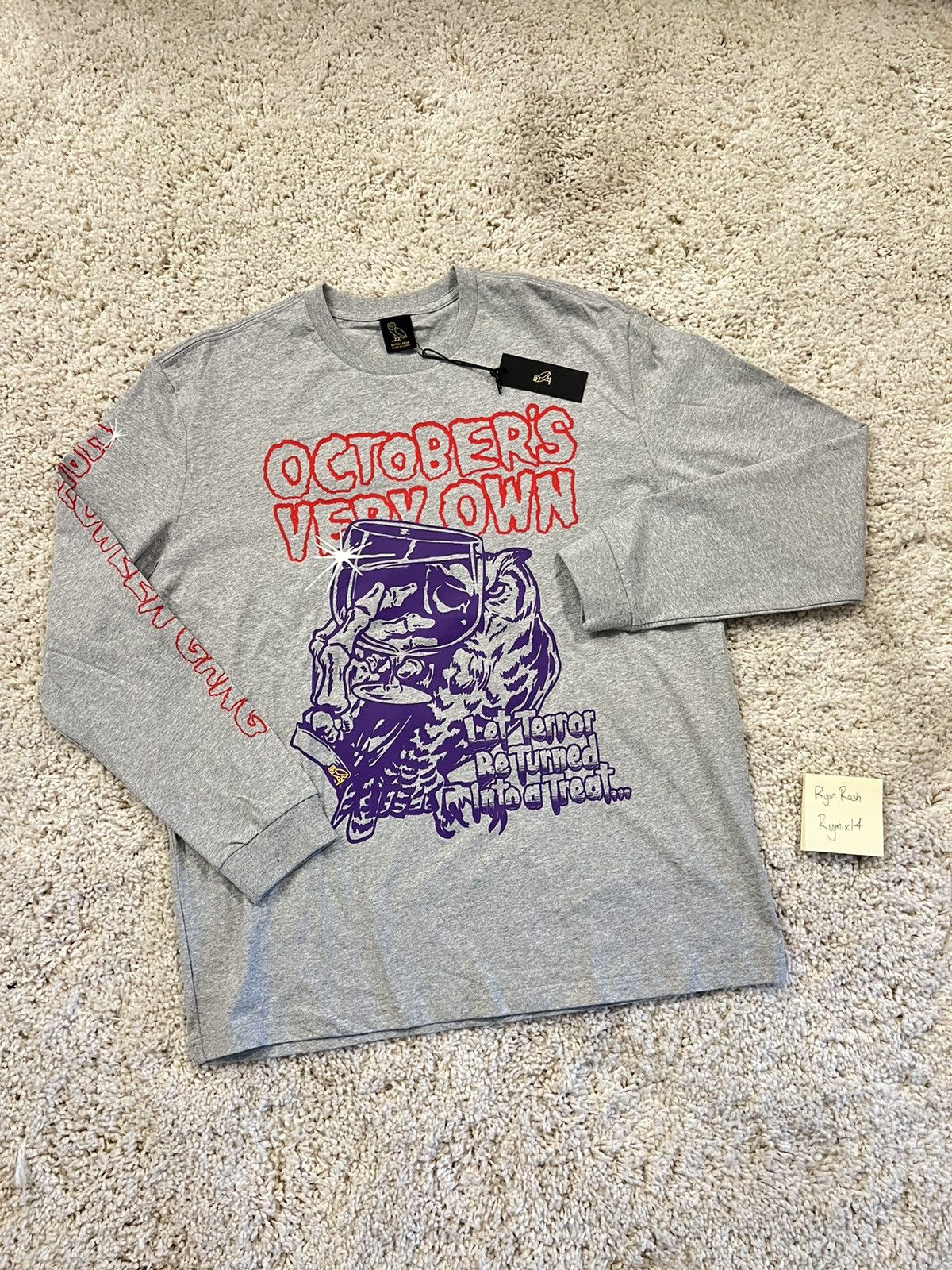 Drake OVO Halloween Gang Long Sleeve T-Shirt - Grey - Extra Large Size US XL / EU 56 / 4 - 1 Thumbnail