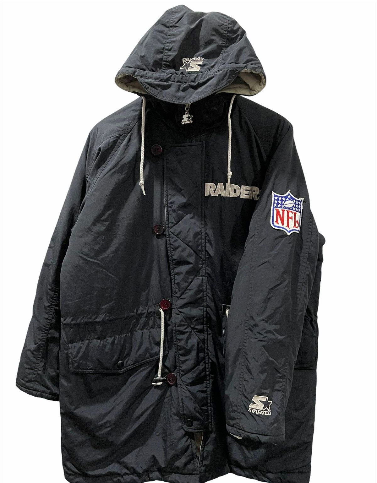 NFL 🔥Vintage Raiders Oakland Big Logo Starter Jacket Size US M / EU 48-50 / 2 - 5 Thumbnail