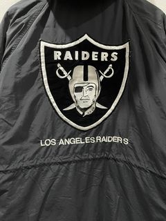 OAKLAND LOS ANGELES RAIDERS VINTAGE 80s STARTER SATIN SILVER NFL JACKET  LARGE