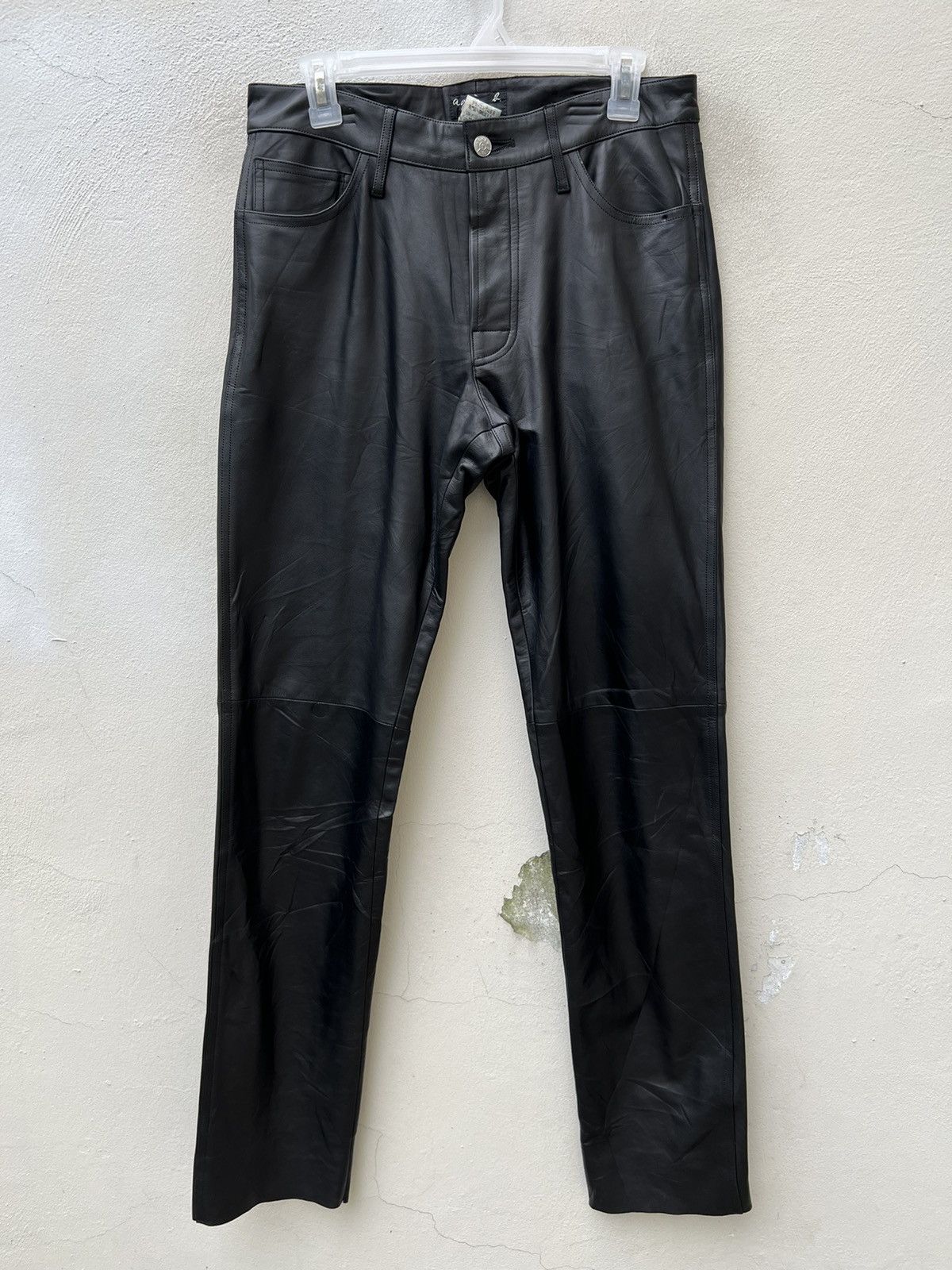 Vintage × agnes b. Vintage Agnes B. Homme Paris Cowhide Black Leather Pant Size US 30 / EU 46 - 6 Thumbnail