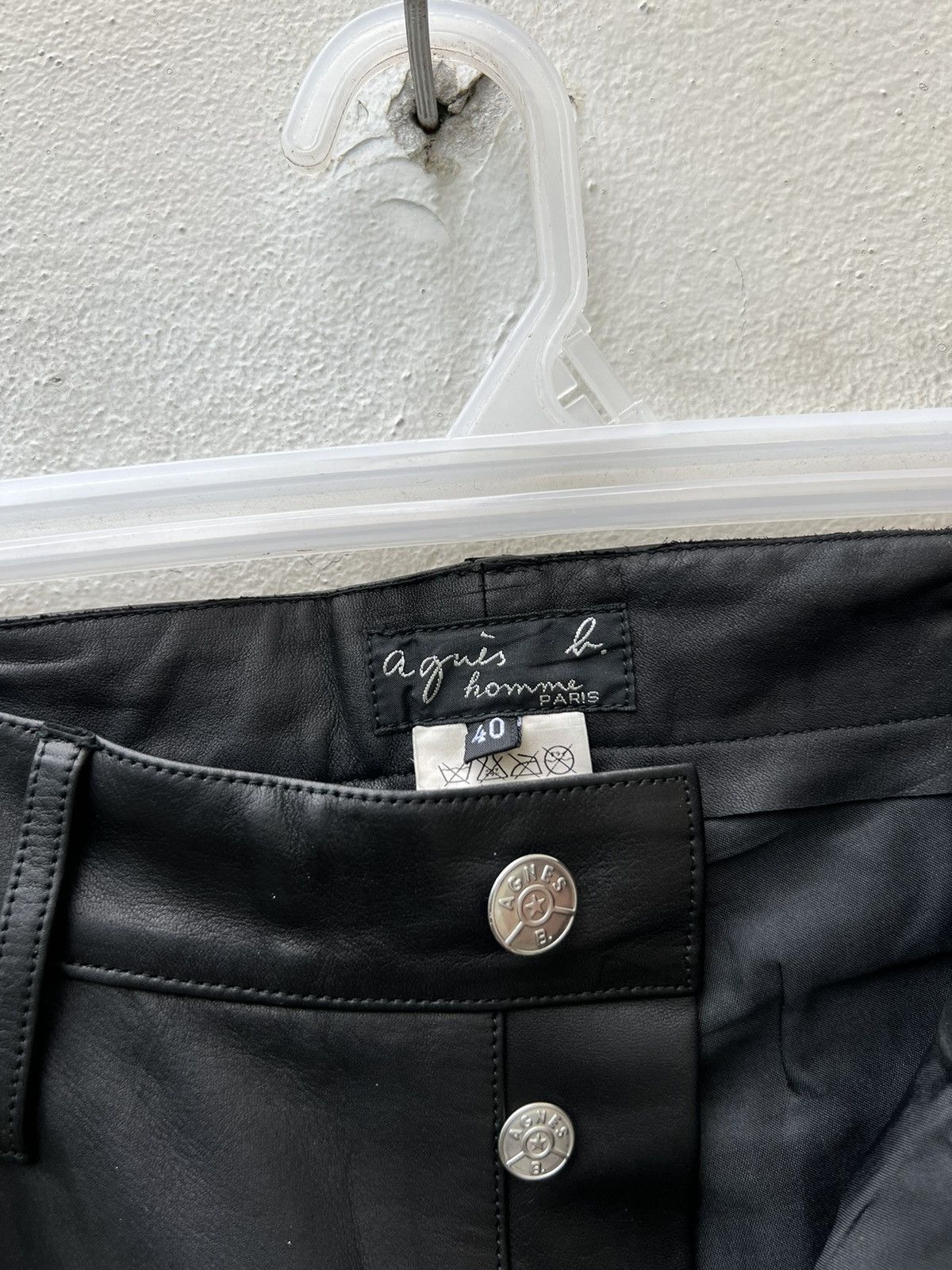 Vintage × agnes b. Vintage Agnes B. Homme Paris Cowhide Black Leather Pant Size US 30 / EU 46 - 7 Thumbnail