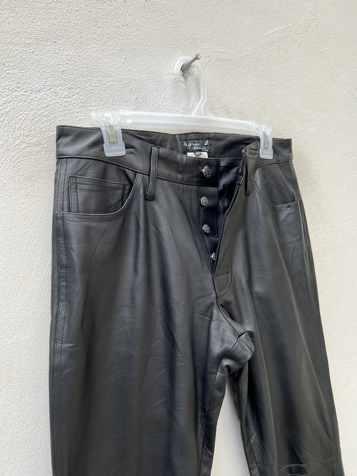 Vintage × agnes b. Vintage Agnes B. Homme Paris Cowhide Black Leather Pant Size US 30 / EU 46 - 8 Thumbnail