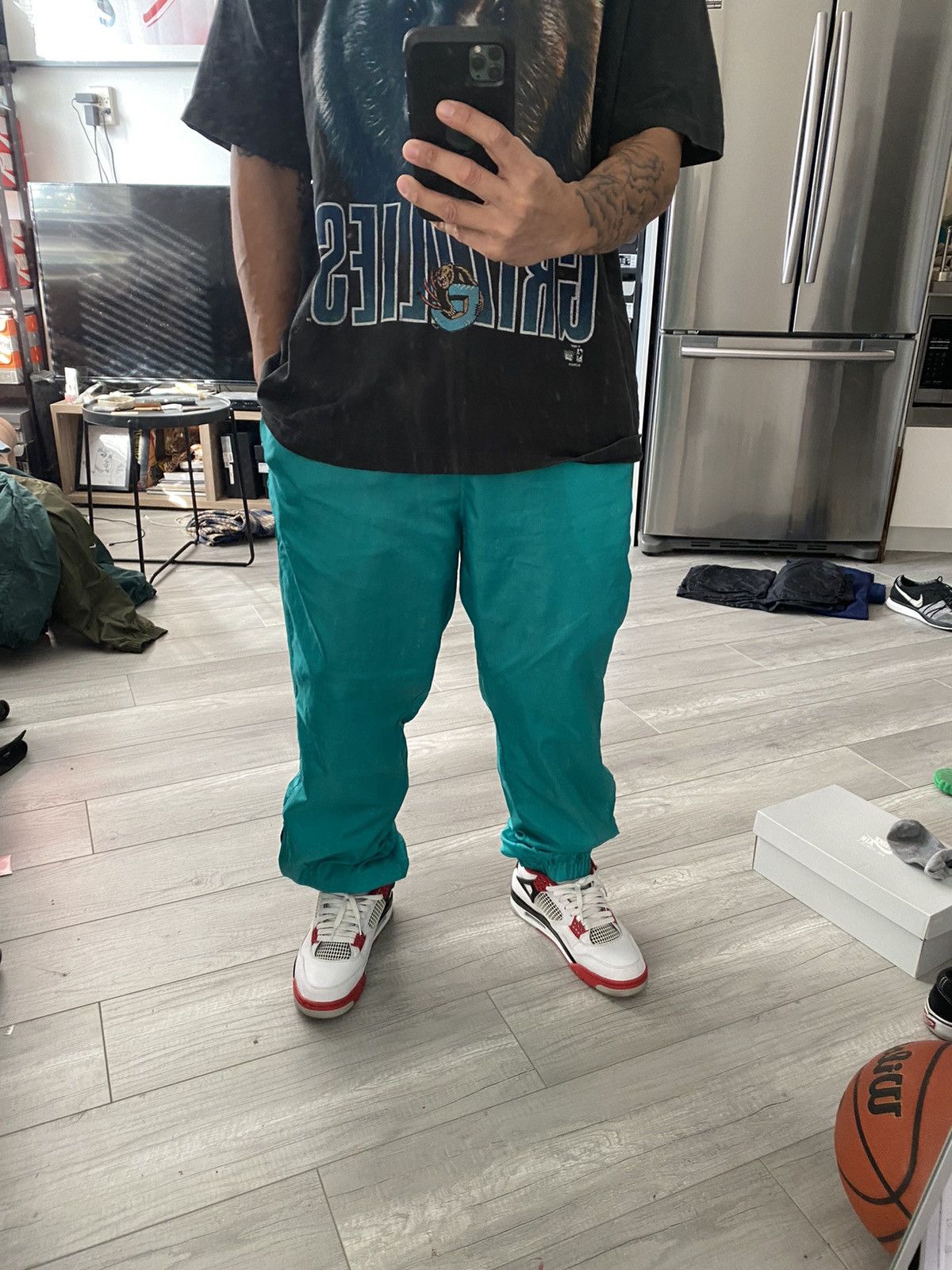 Vintage 90’s Aqua Green Eddie Bauer Baggy Track pants