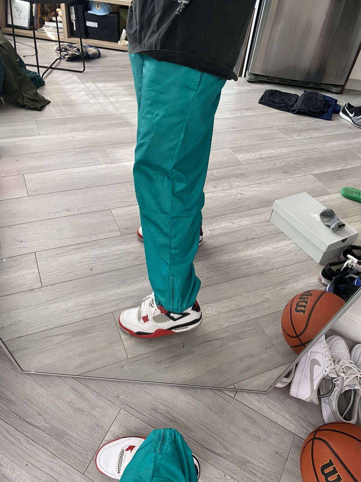 Vintage 90’s Aqua Green Eddie Bauer Baggy Track pants