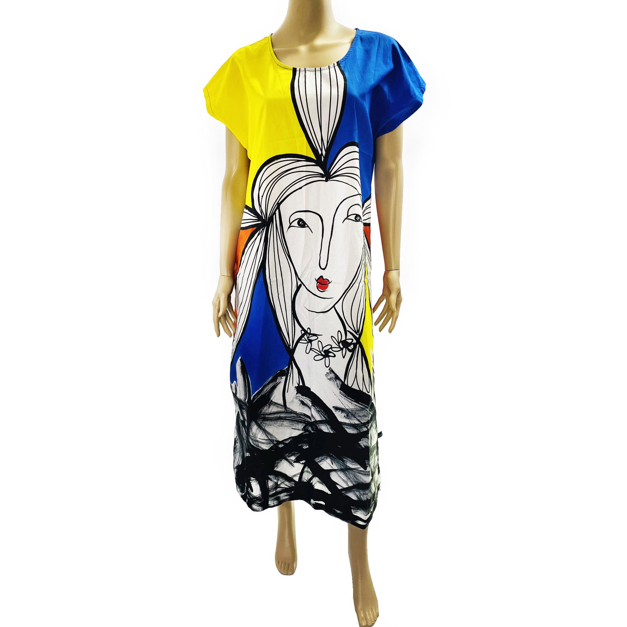 Yodyoko Unique Label Multicolor Face Art Print Dress