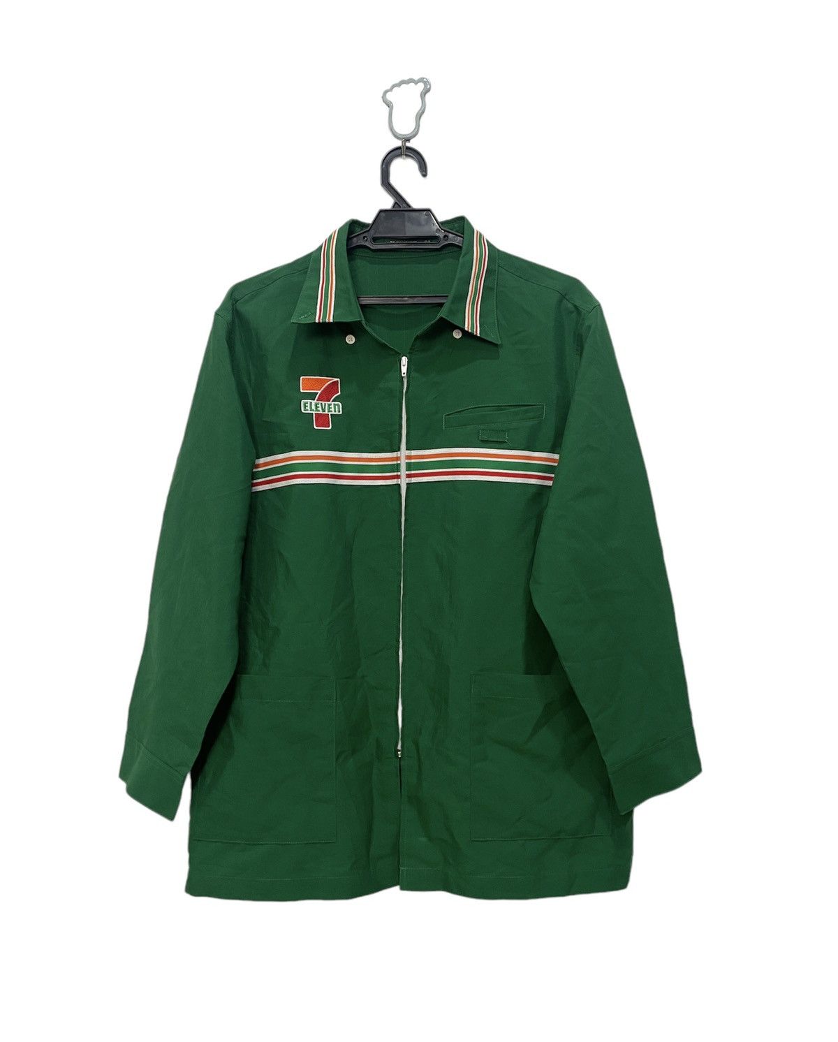 image of Archival Clothing x Uniform Studios Vintage Seven Eleven Uniform Green Rainbow, Men's (Size Large)