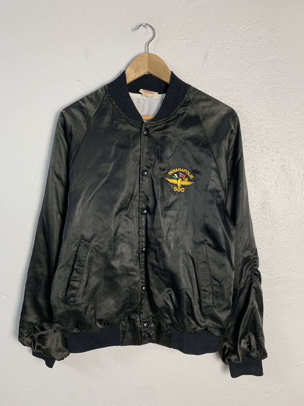 image of Made In USA Vintage Indi 500 Indianapolis Motor Speedway Corp Jacket in Black, Men's (Size Medium)
