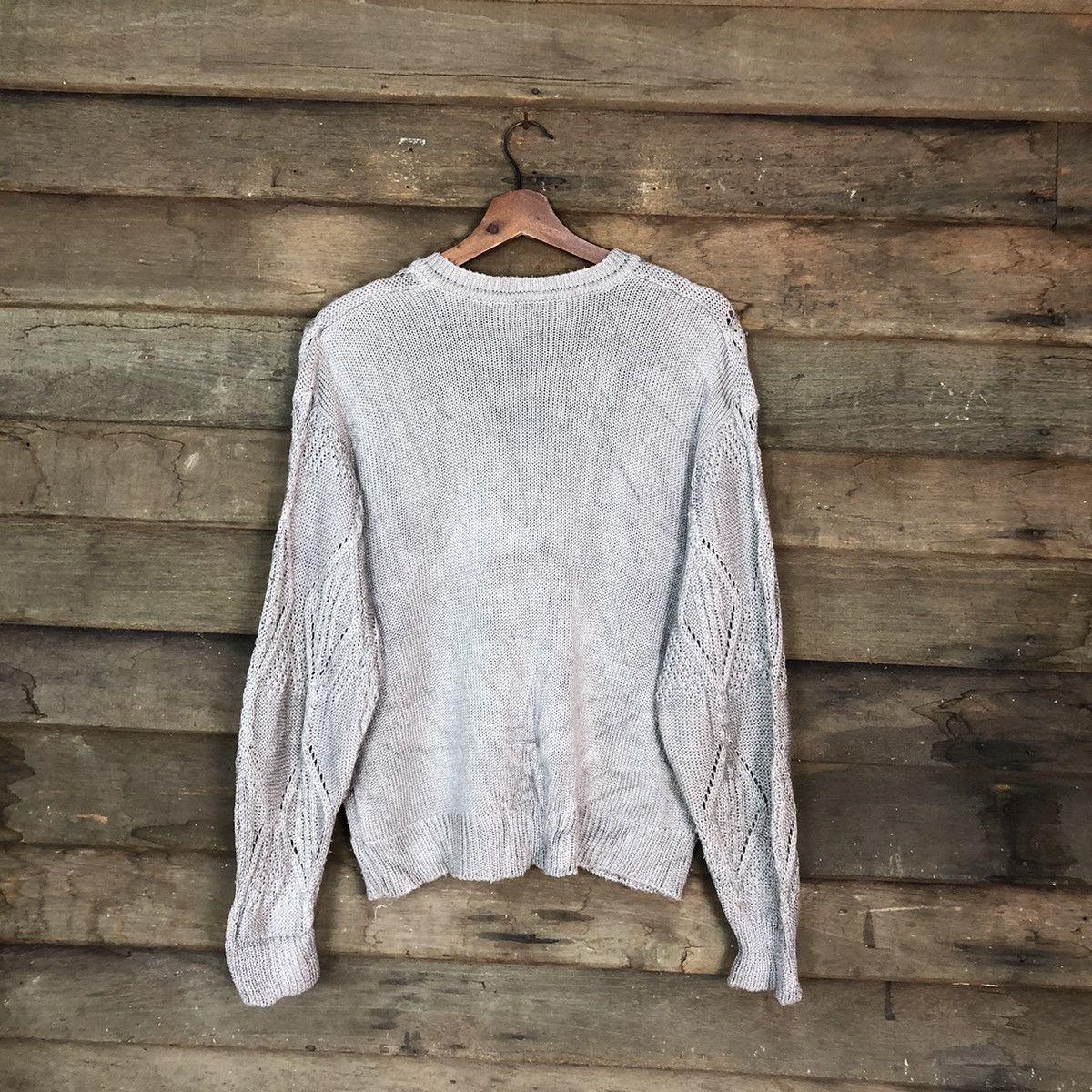 Japanese Brand Japan vintage crochet knitwear Grey Cardigan #015 Size US M / EU 48-50 / 2 - 8 Thumbnail