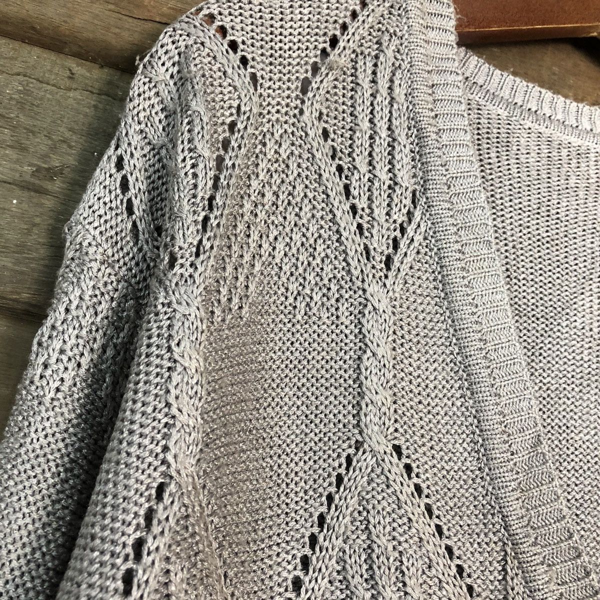 Japanese Brand Japan vintage crochet knitwear Grey Cardigan #015 Size US M / EU 48-50 / 2 - 6 Thumbnail