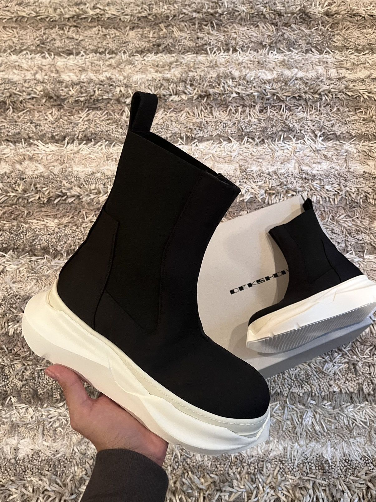Rick Owens 🔥 Rick Owens Beatle Bozo Abstract Hi Black/Off-White Size US 9.5 / EU 42-43 - 11 Thumbnail