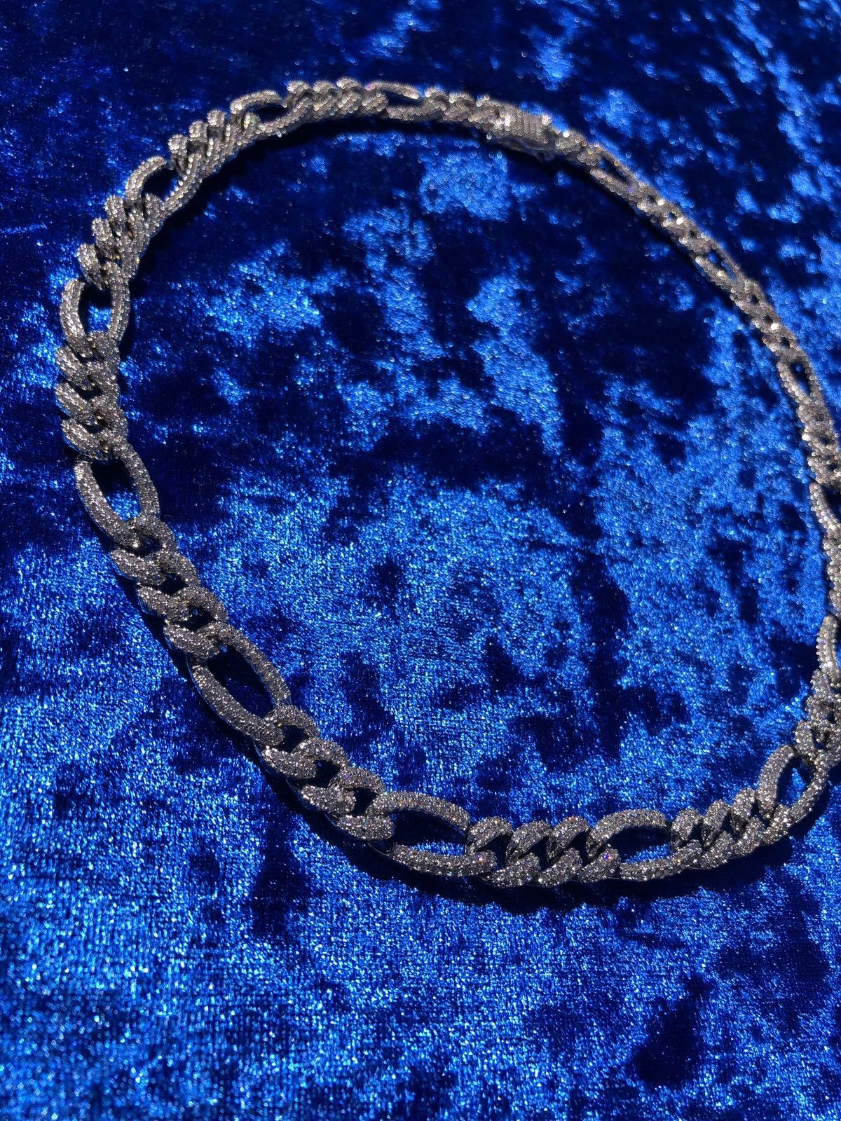 Gold Chain Iced Out Figaro Cuban Necklace Diamond Chain Figaro Chain Size ONE SIZE - 6 Preview