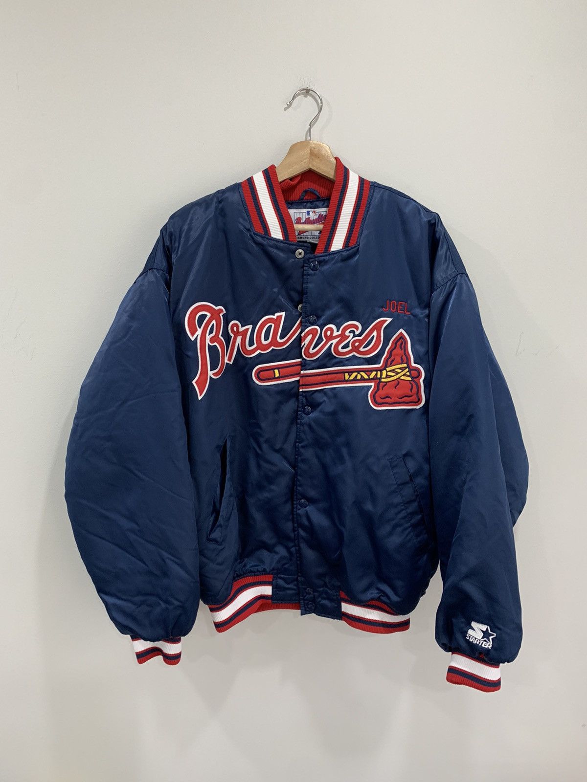 Vintage 1980s Atlanta Braves Satin Bomber Starter Jacket SPELL OUT - X –  Rad Max Vintage