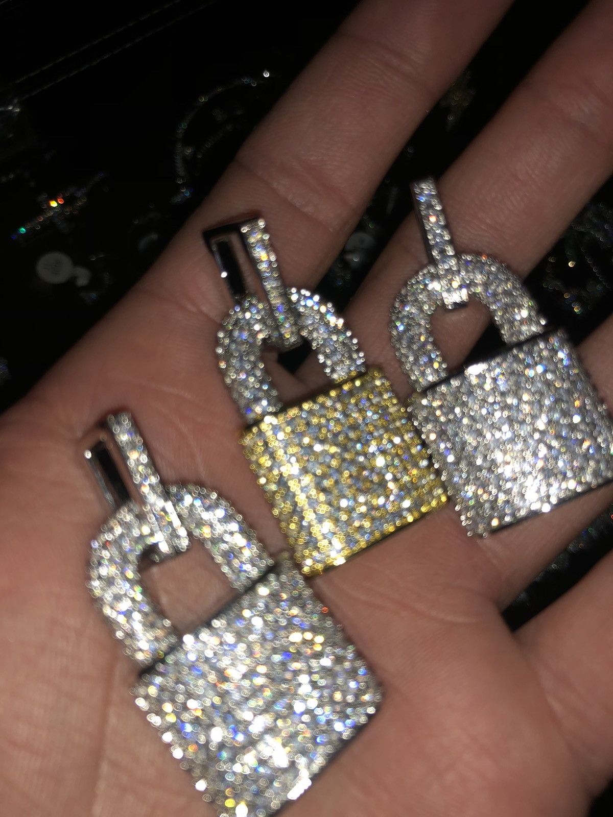 Iced Diamond Chain Locket Pendant Lock Chain 18”