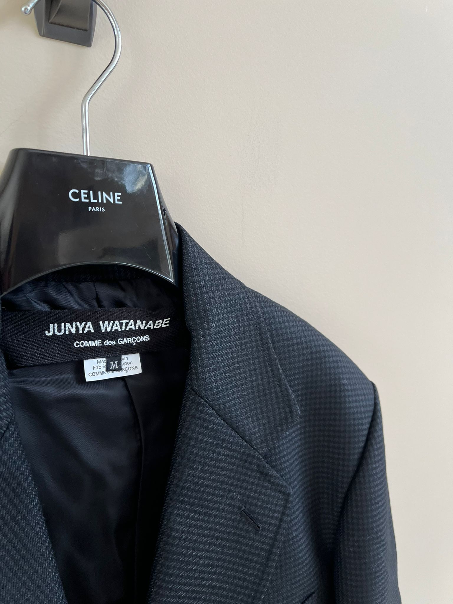 Junya Watanabe Houndstooth Leather Elbow Patch Blazer in Black Size US M / EU 48-50 / 2 - 6 Thumbnail