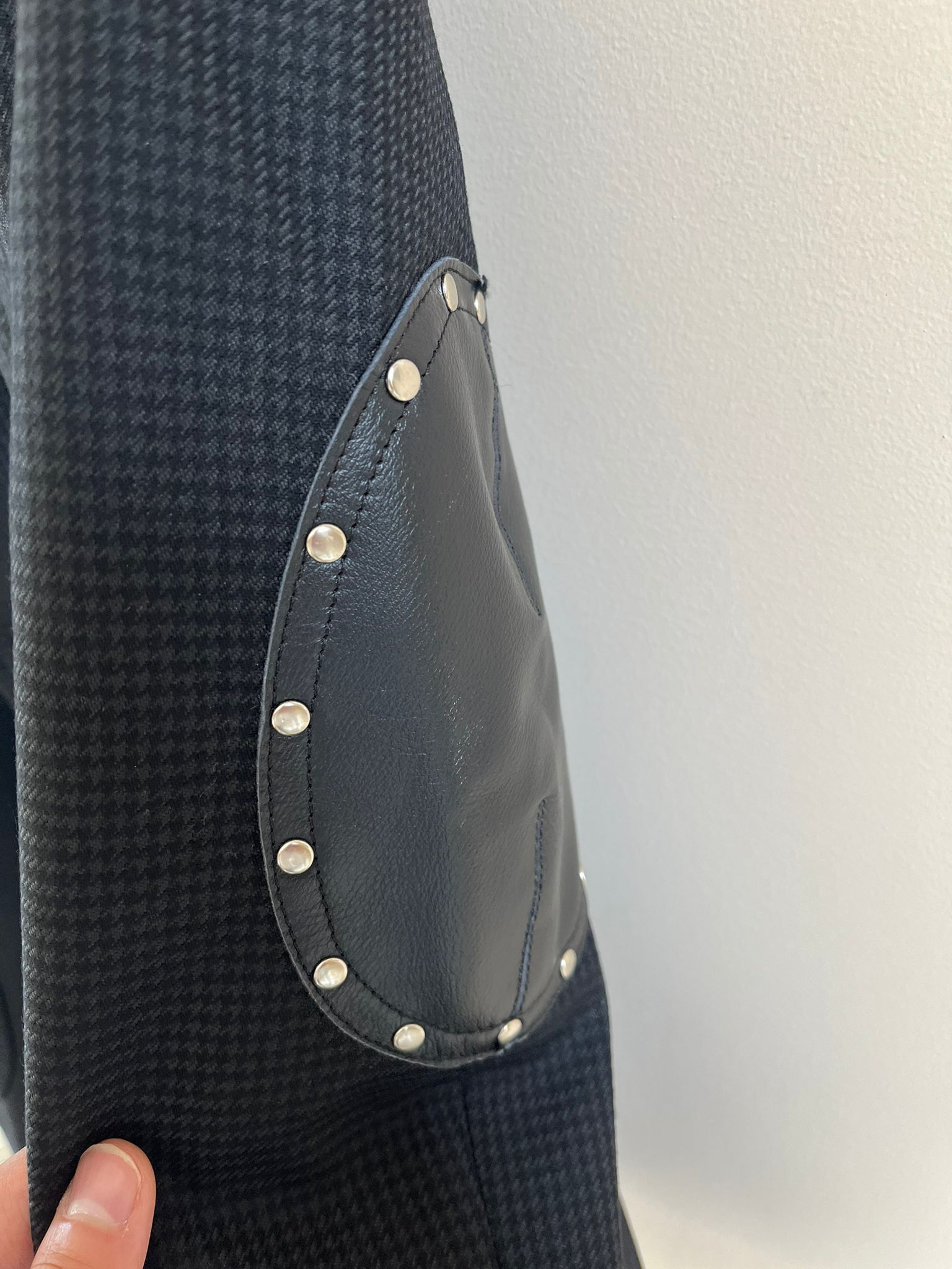 Junya Watanabe Houndstooth Leather Elbow Patch Blazer in Black Size US M / EU 48-50 / 2 - 3 Thumbnail