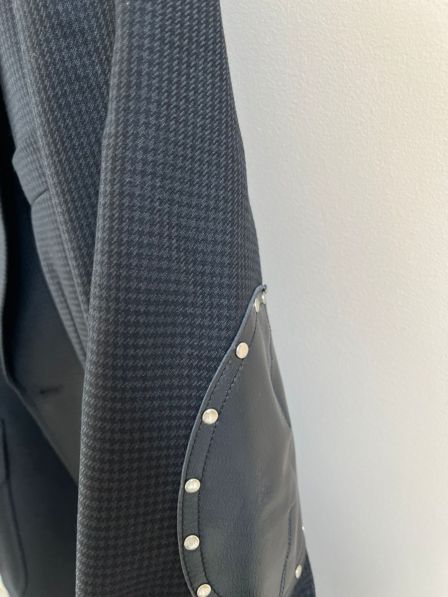 Junya Watanabe Houndstooth Leather Elbow Patch Blazer in Black Size US M / EU 48-50 / 2 - 4 Thumbnail