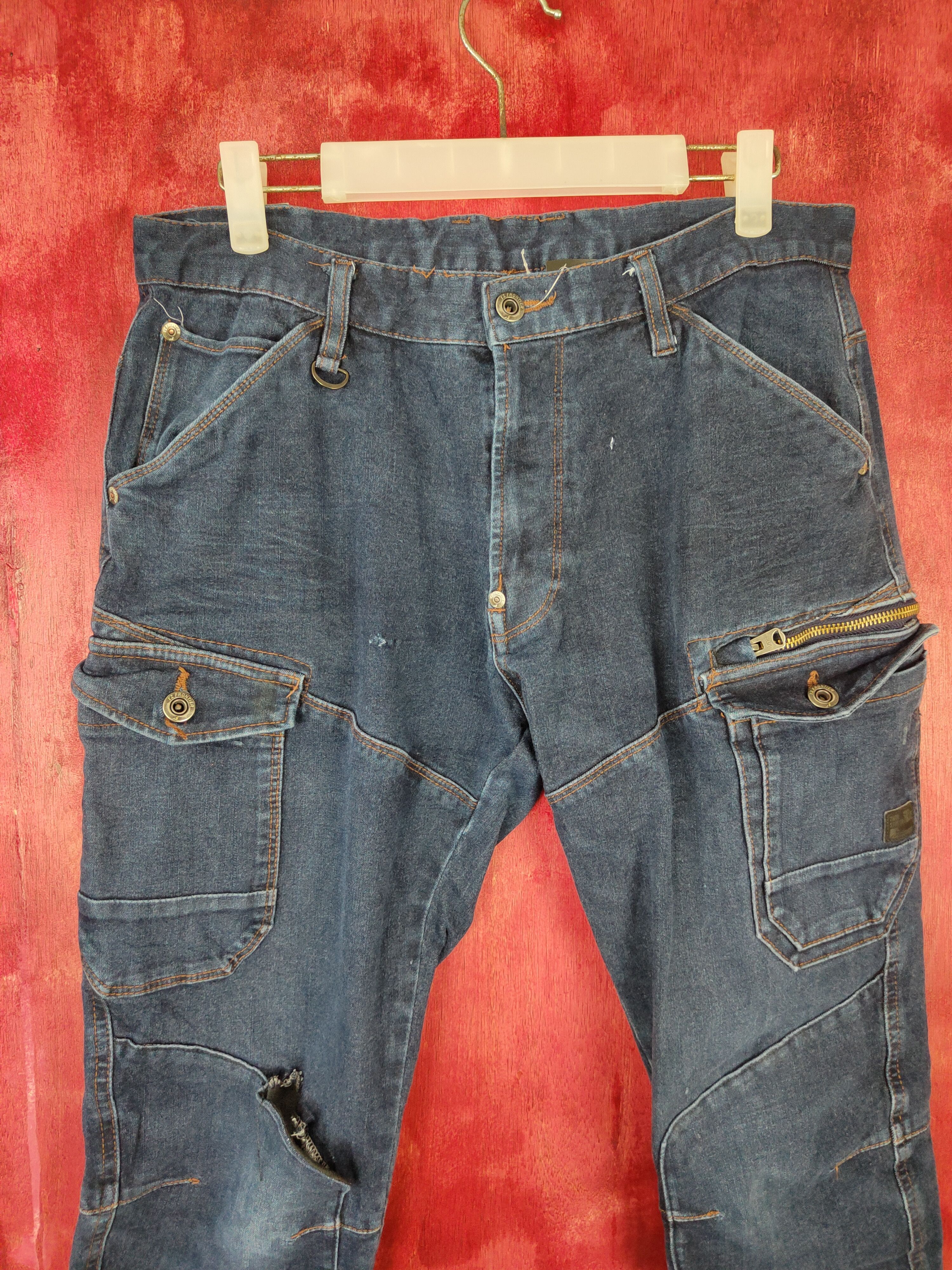 Japanese Brand I'Z Frontier multipocket utility Blue cargo pants #4943 Size US 31 - 2 Thumbnail