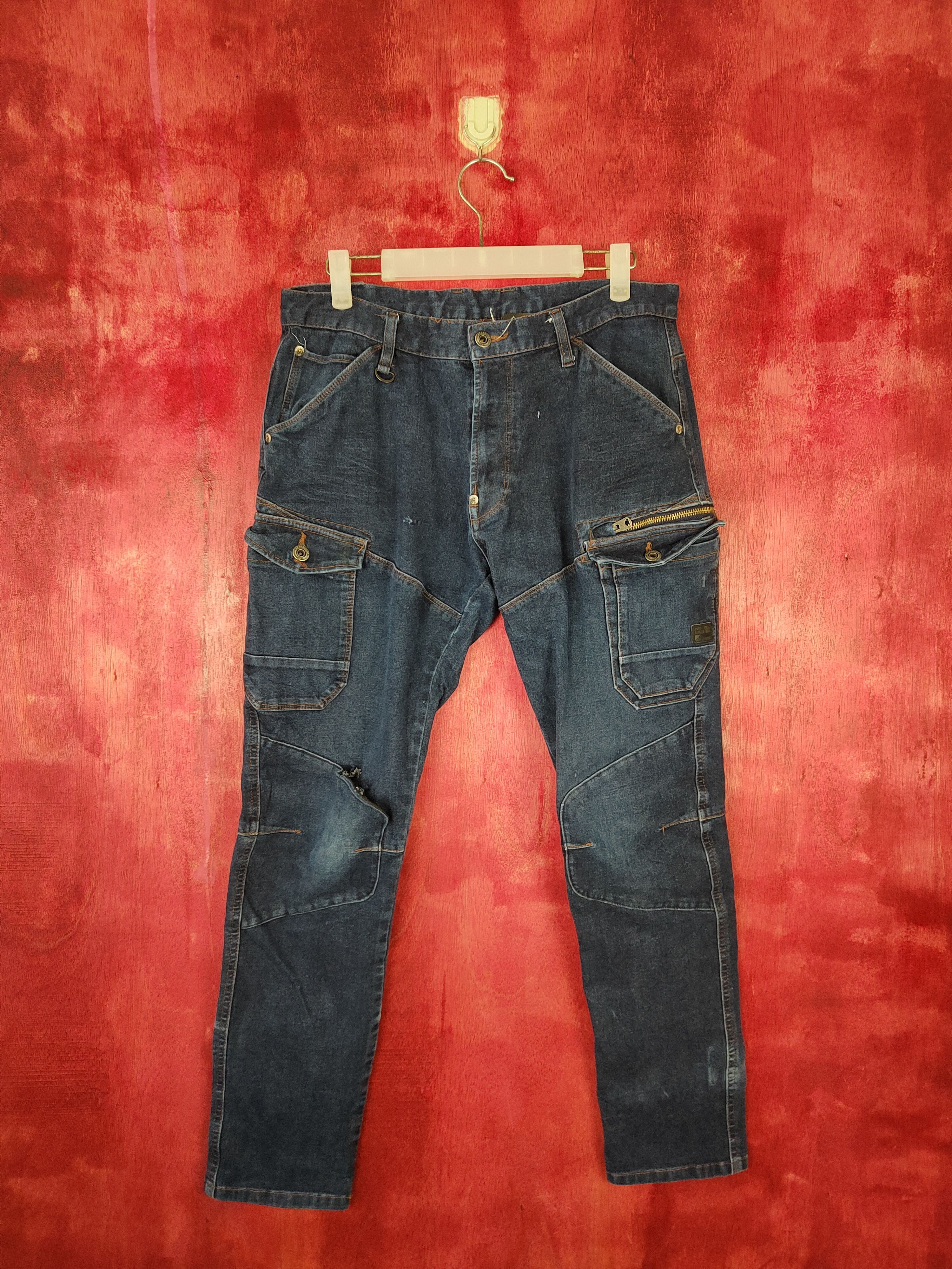 Japanese Brand I'Z Frontier multipocket utility Blue cargo pants #4943 Size US 31 - 1 Thumbnail