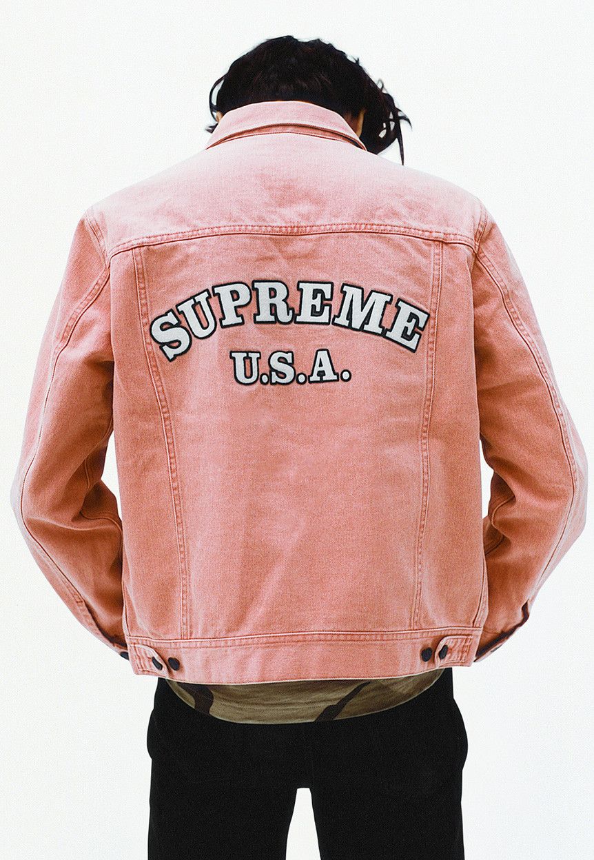 SUPREME DENIM TRUCKER JACKET PINK L SS16