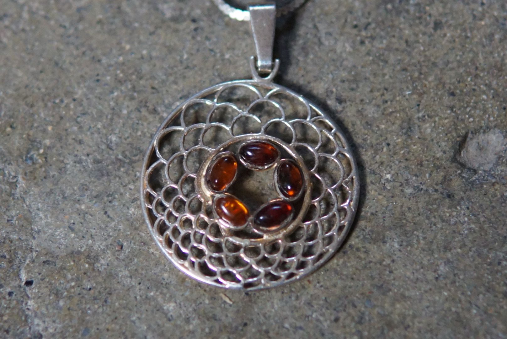 Jewelry × Sterling Silver × Vintage Sterling Silver Necklace Pendant Amber 20" 5.4g .925 Size ONE SIZE - 2 Thumbnail