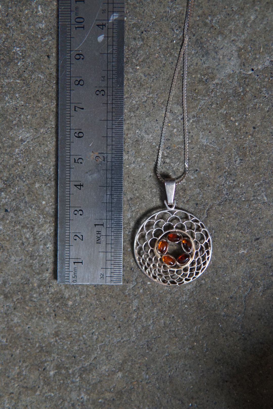 Jewelry × Sterling Silver × Vintage Sterling Silver Necklace Pendant Amber 20" 5.4g .925 Size ONE SIZE - 10 Thumbnail