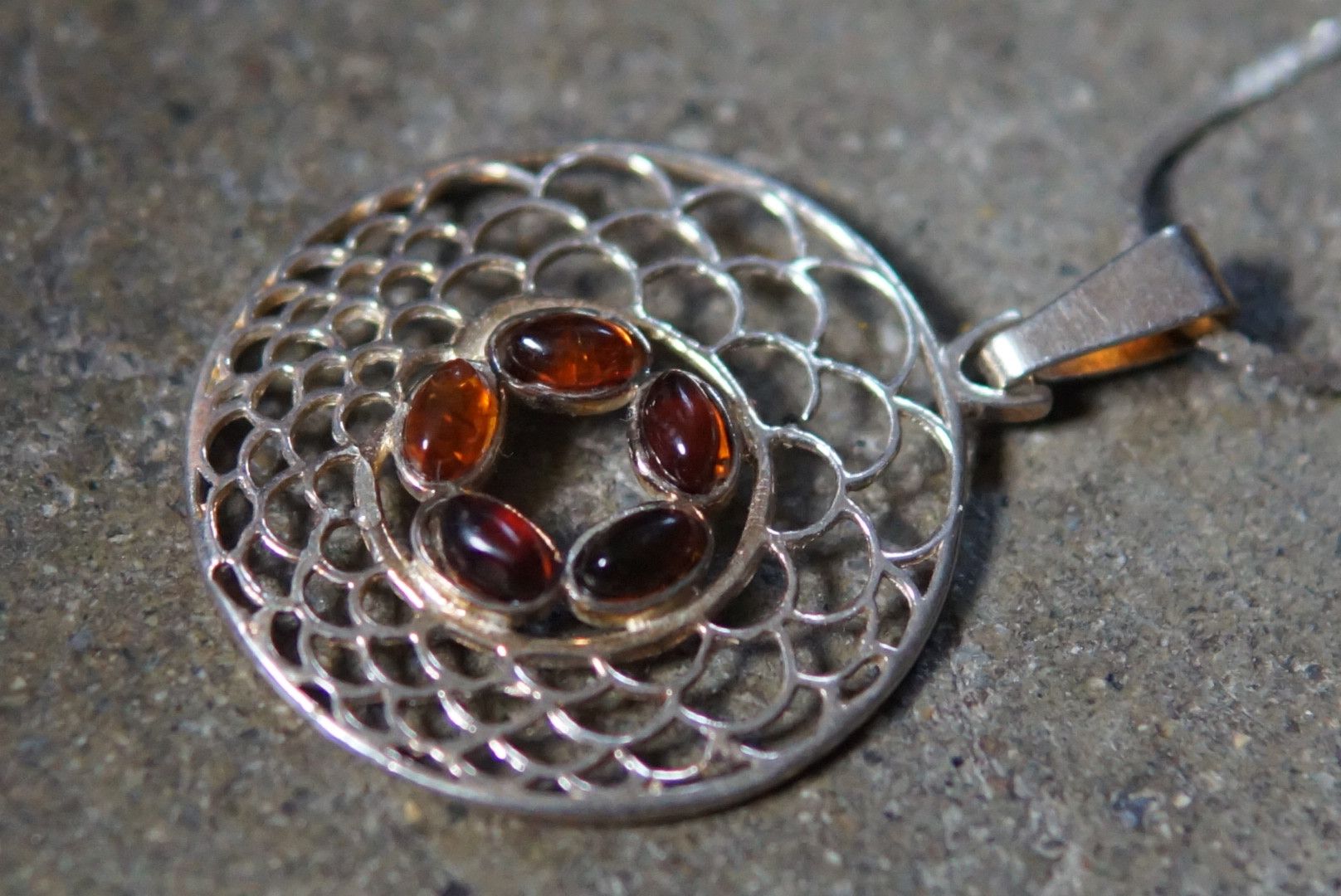 Jewelry × Sterling Silver × Vintage Sterling Silver Necklace Pendant Amber 20" 5.4g .925 Size ONE SIZE - 3 Thumbnail