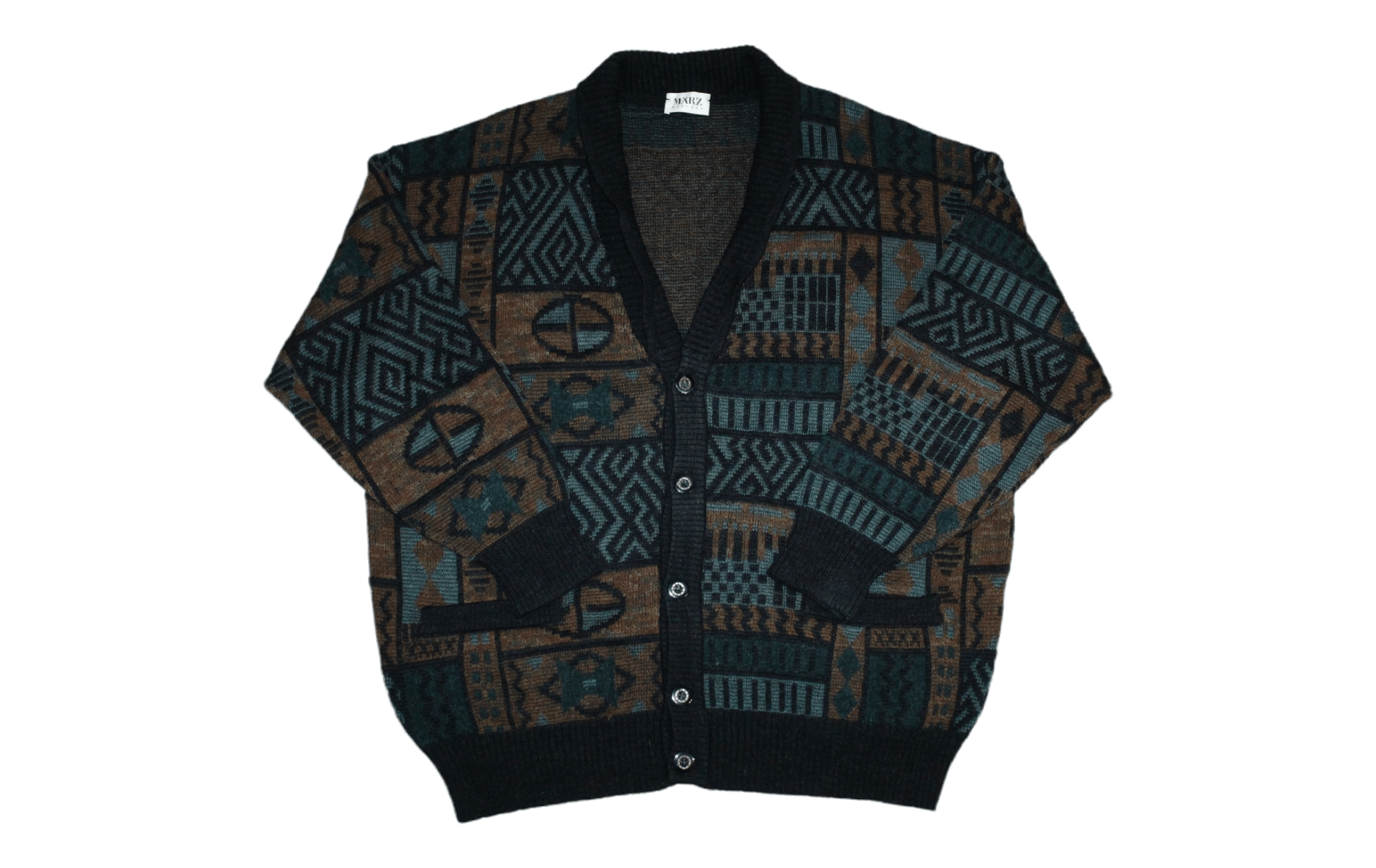 Homespun Knitwear VTG🔥 Marz Munchen Abstract Knitted Cardigan. Size US XL / EU 56 / 4 - 1 Thumbnail
