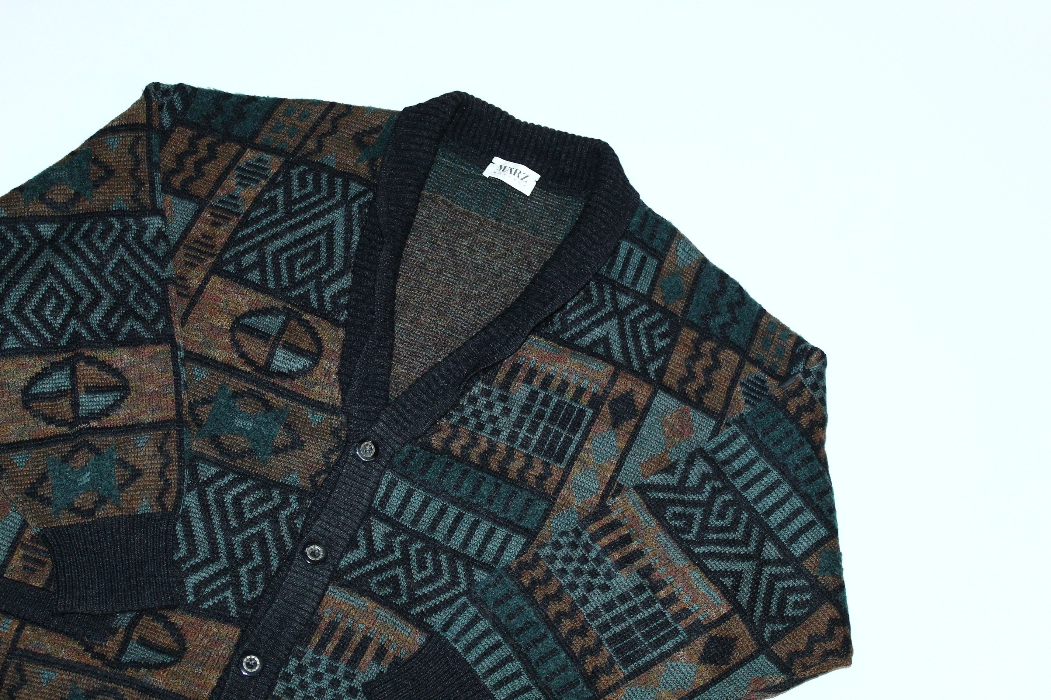 Homespun Knitwear VTG🔥 Marz Munchen Abstract Knitted Cardigan. Size US XL / EU 56 / 4 - 5 Thumbnail