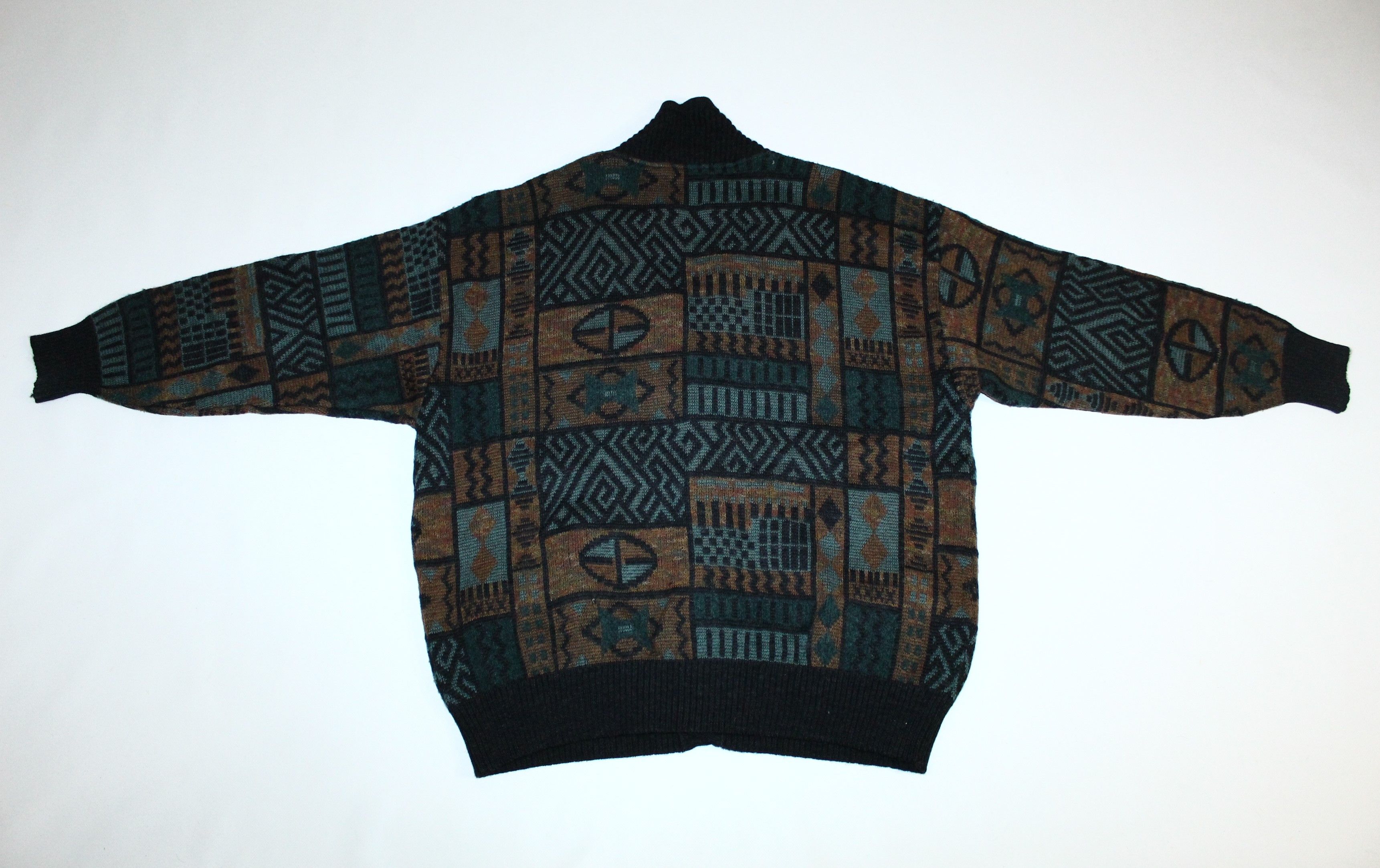 Homespun Knitwear VTG🔥 Marz Munchen Abstract Knitted Cardigan. Size US XL / EU 56 / 4 - 8 Thumbnail