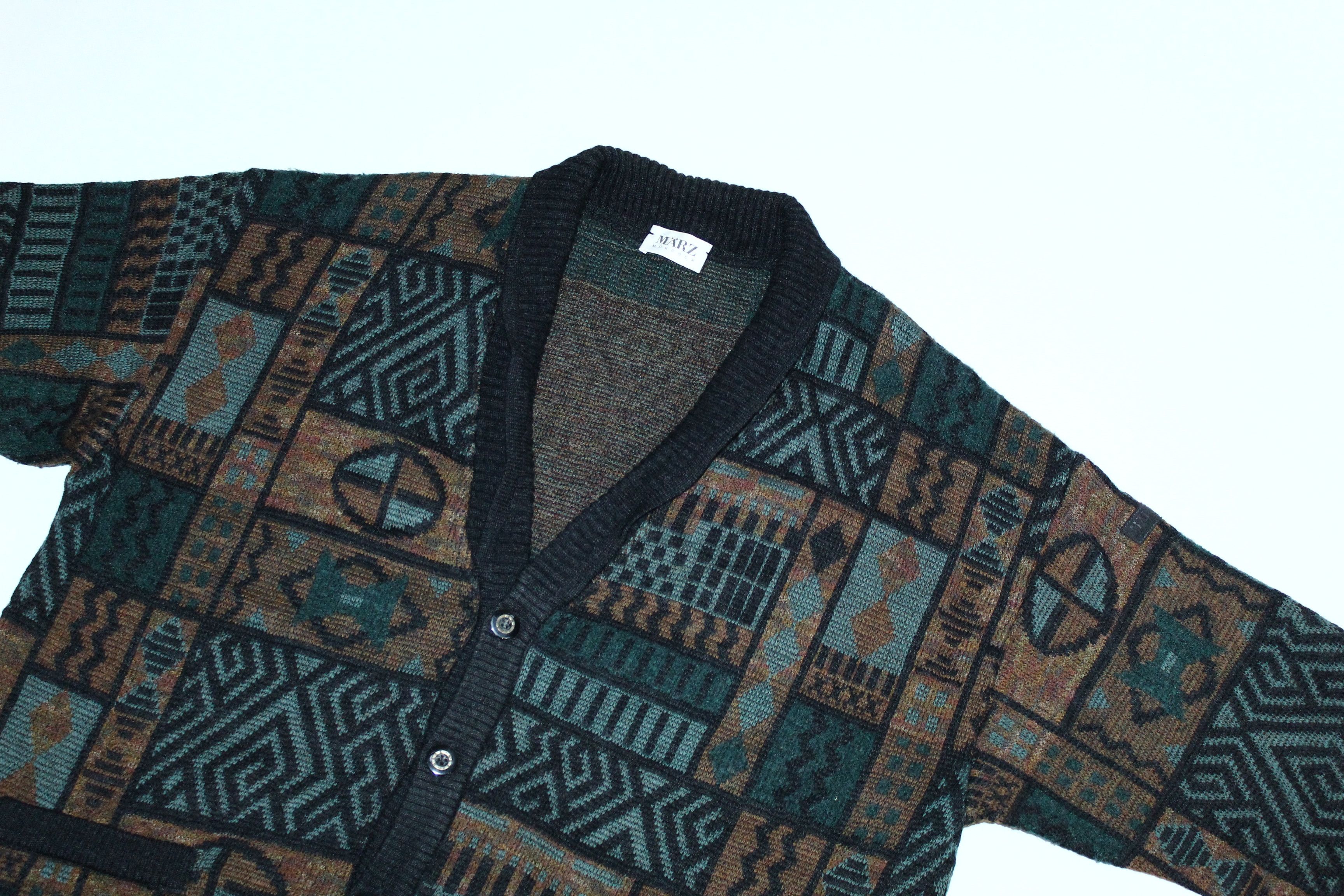 Homespun Knitwear VTG🔥 Marz Munchen Abstract Knitted Cardigan. Size US XL / EU 56 / 4 - 3 Thumbnail