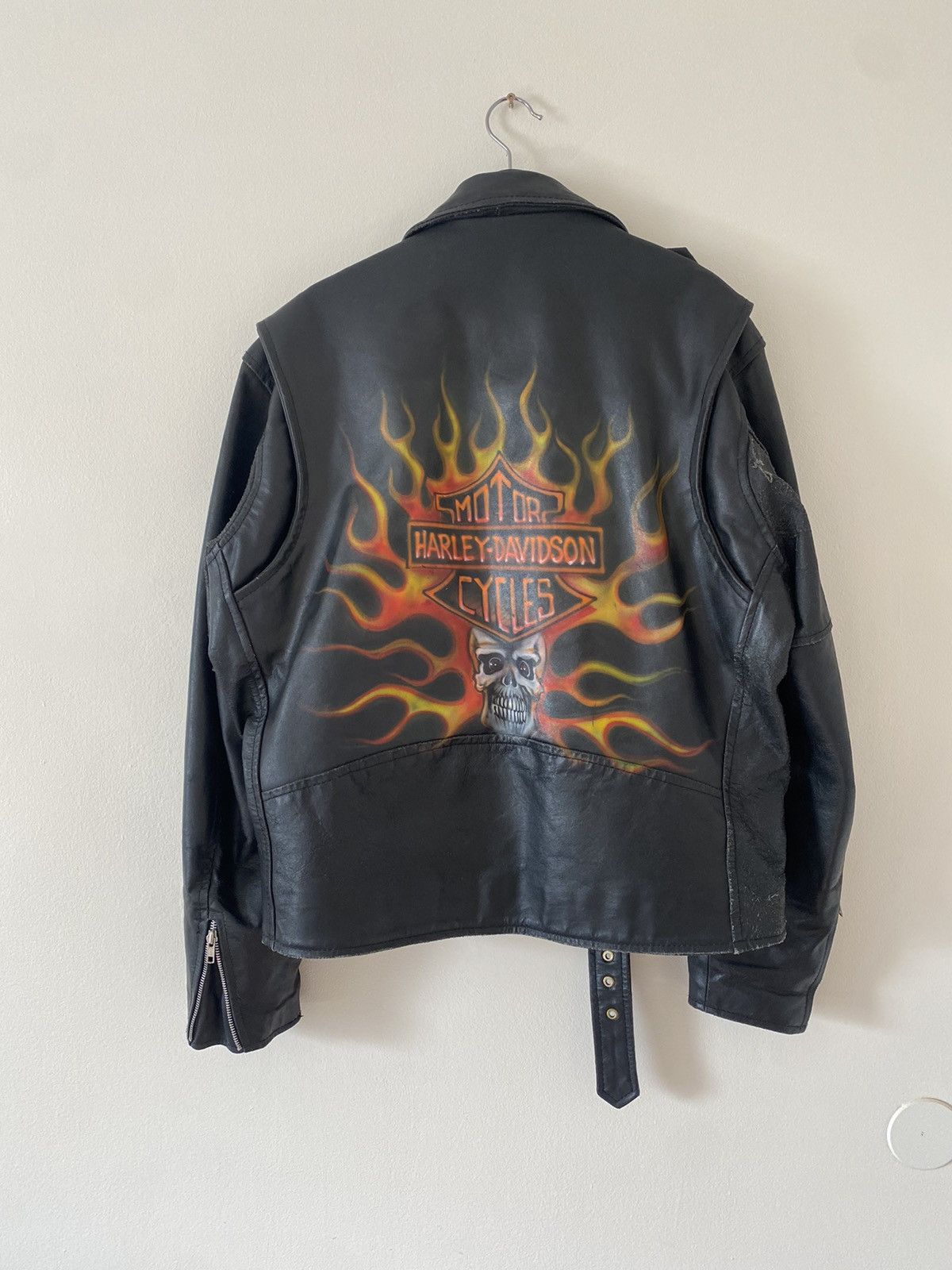 Harley Davidson Custom Harley Davidson spray painted leather 