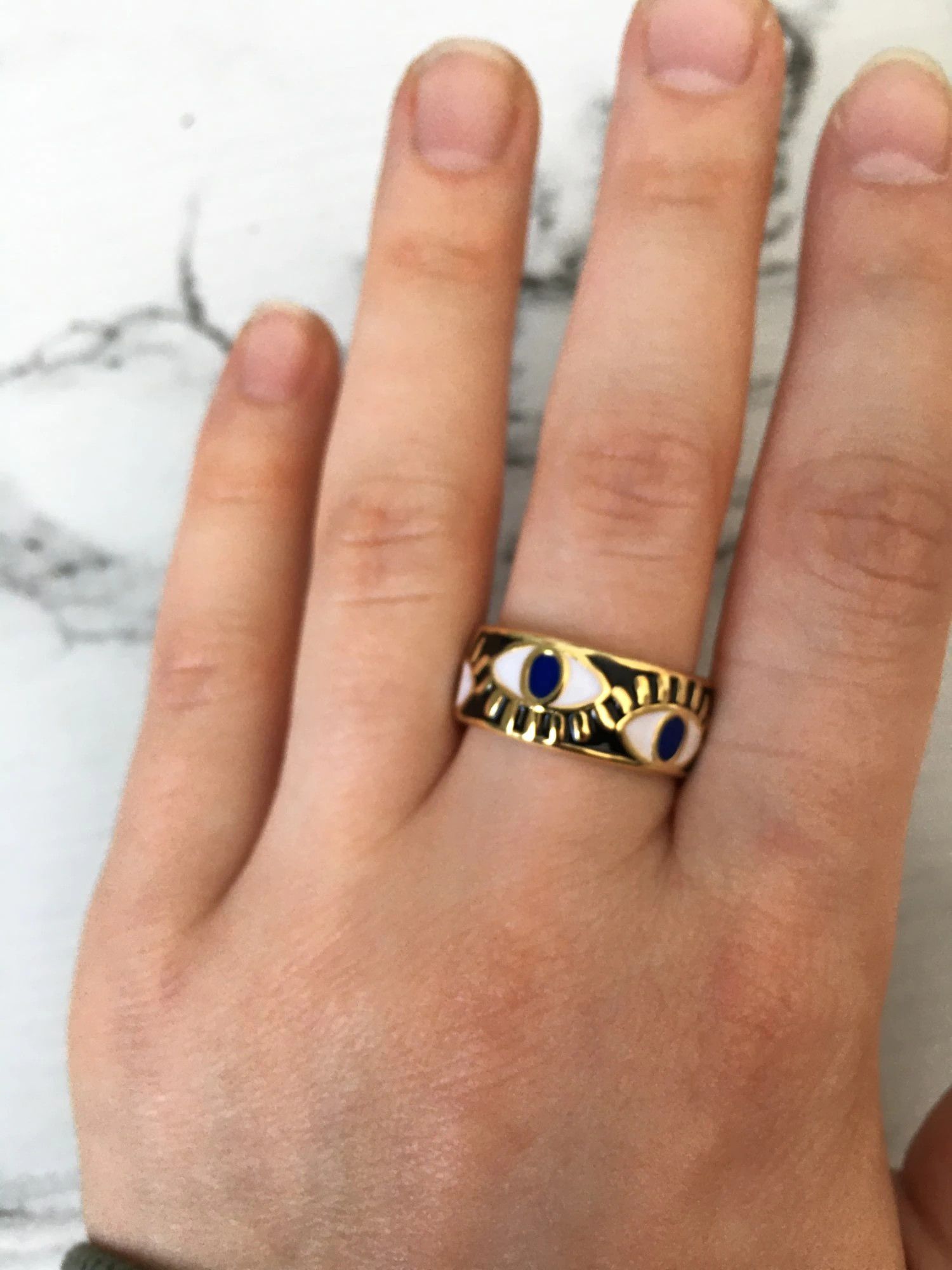Jewelry Black Eyes Ring Size ONE SIZE - 2 Thumbnail