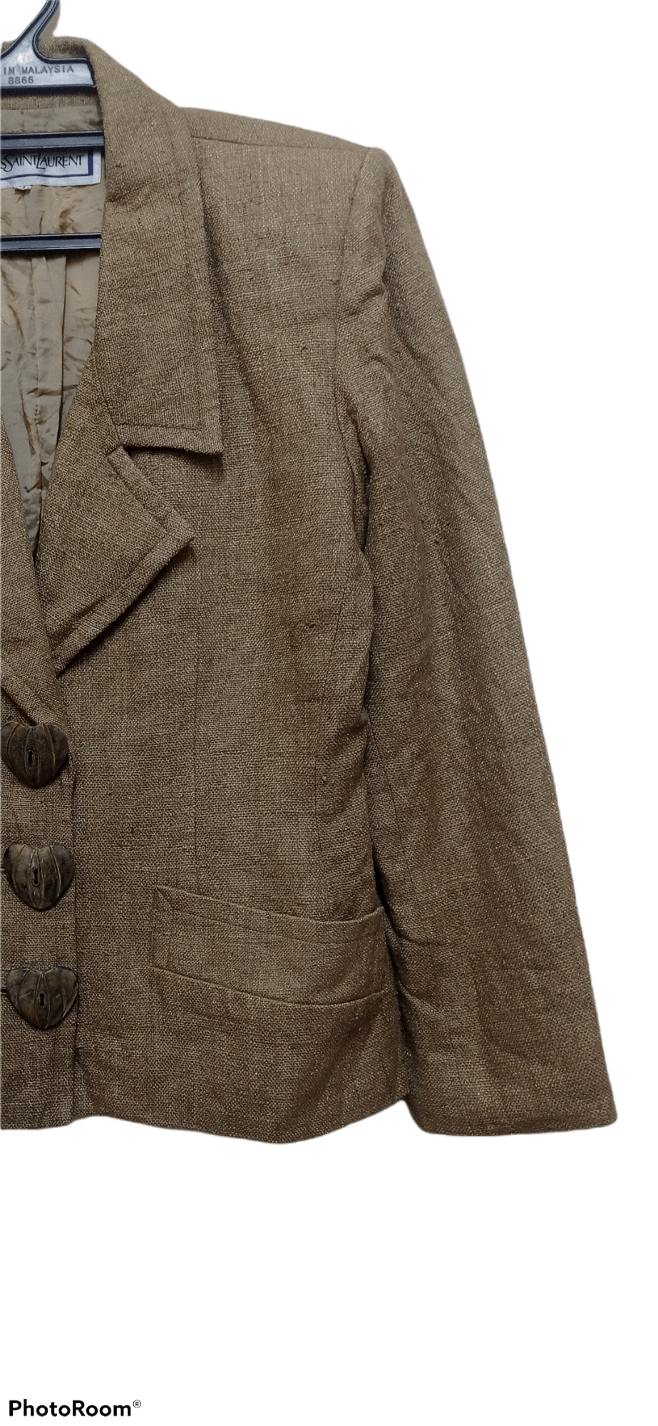 Vintage × Yves Saint Laurent Vtg Yves Saint Laurent Silk Blazer Jacket with love buttons Size M / US 6-8 / IT 42-44 - 4 Thumbnail