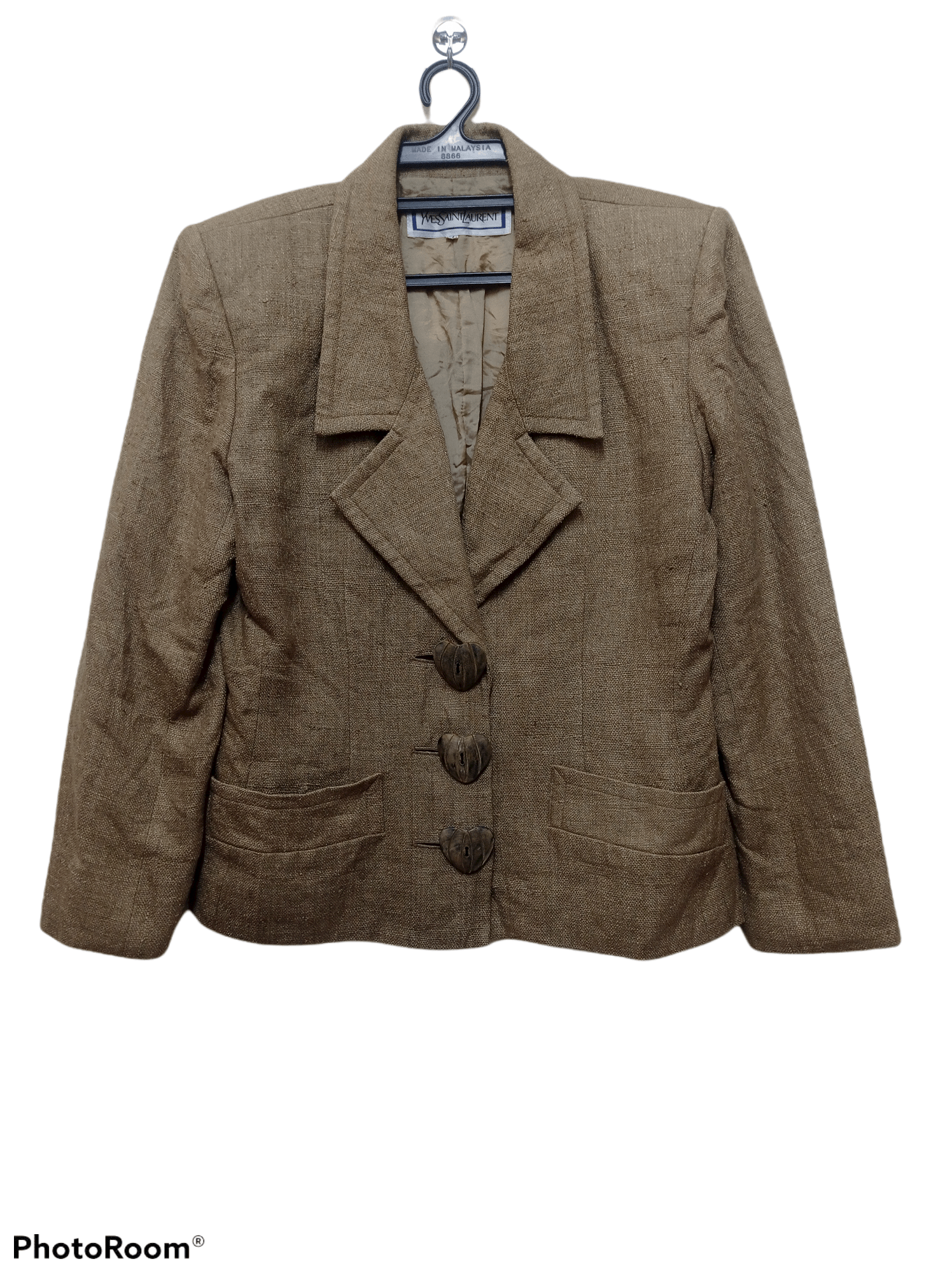 Vintage × Yves Saint Laurent Vtg Yves Saint Laurent Silk Blazer Jacket with love buttons Size M / US 6-8 / IT 42-44 - 1 Thumbnail