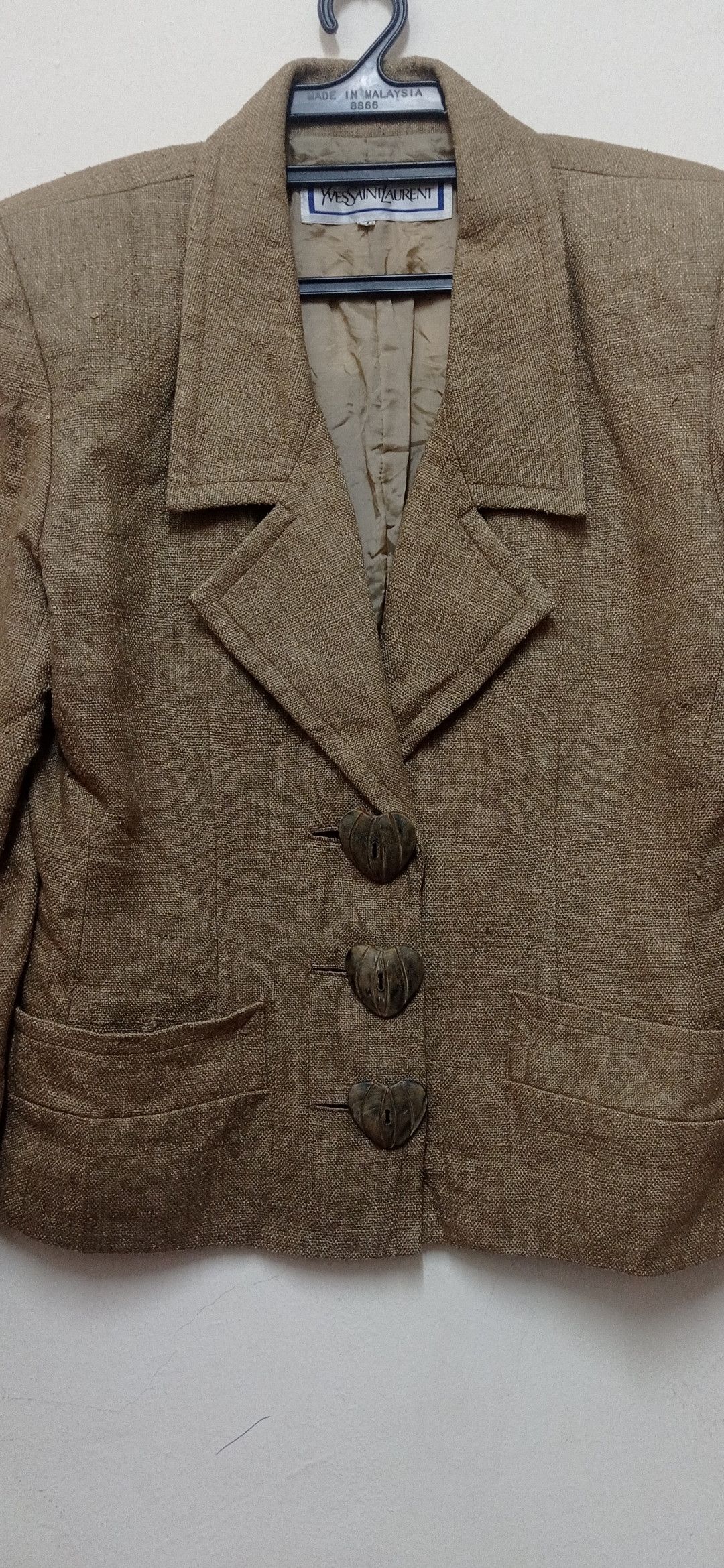 Vintage × Yves Saint Laurent Vtg Yves Saint Laurent Silk Blazer Jacket with love buttons Size M / US 6-8 / IT 42-44 - 6 Thumbnail