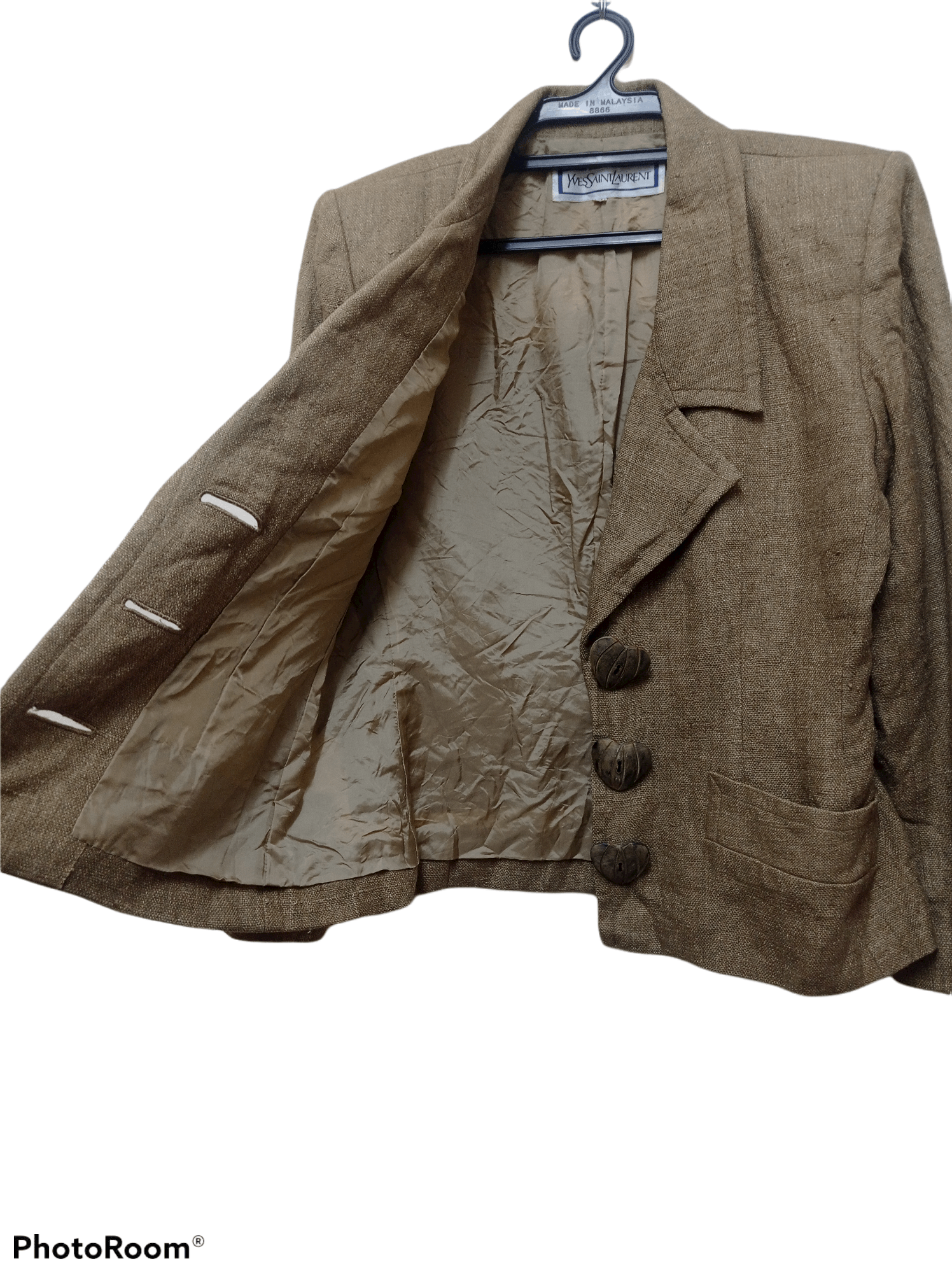 Vintage × Yves Saint Laurent Vtg Yves Saint Laurent Silk Blazer Jacket with love buttons Size M / US 6-8 / IT 42-44 - 3 Thumbnail