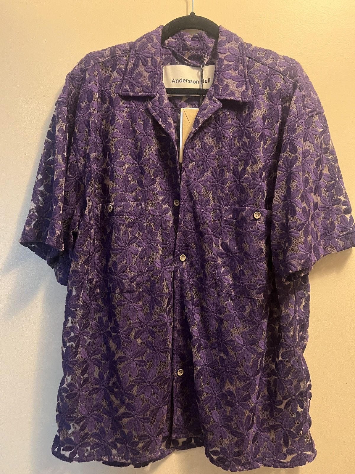 Andersson Bell Andersson Bell Flower Sheer Open Collar Shirt in Lilac Med |  Grailed